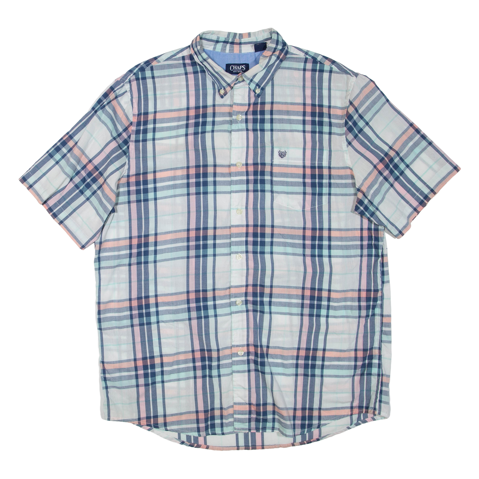 CHAPS Mens Shirt Blue Check L Refurbished - N/A refurbished available on Cerqular