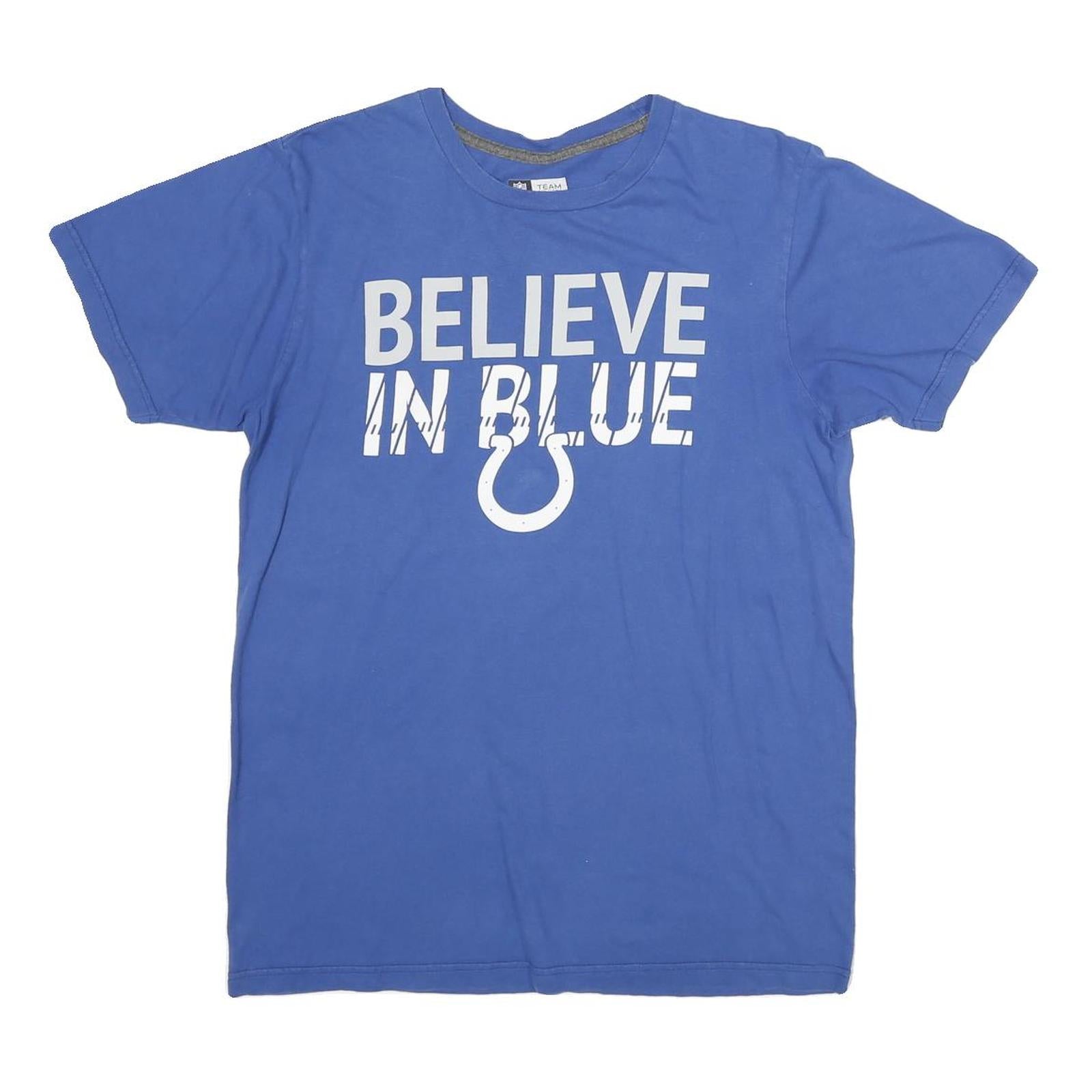 NFL Mens Blue Believe In Blue Graphic T-Shirt M Short Sleeve Crew Neck Refurbished - N/A refurbished available on Cerqular