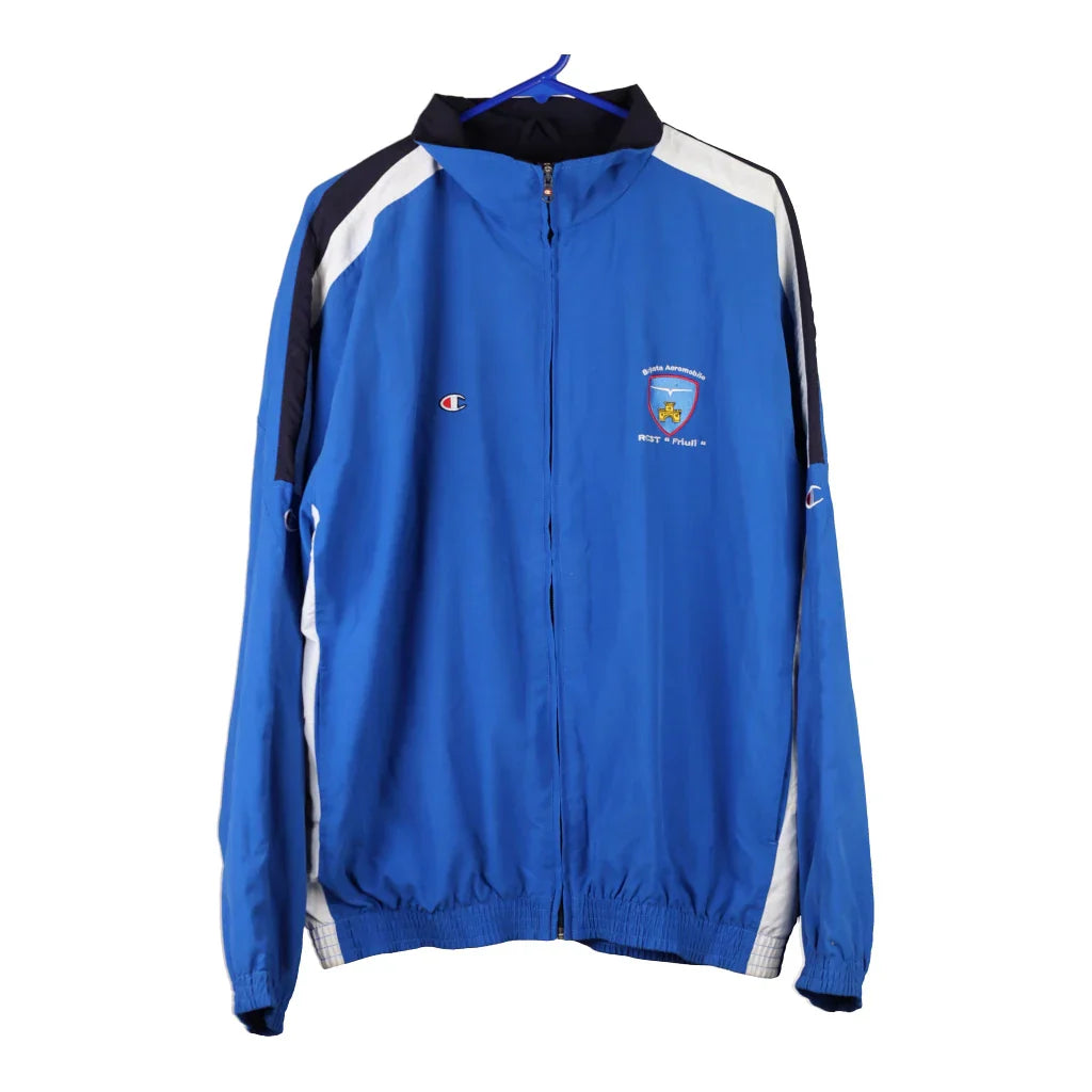 Champion Track Jacket - XL Blue Polyester Refurbished - Thrifted (note: this is a term often used to describe second- refurbished available on Cerqular