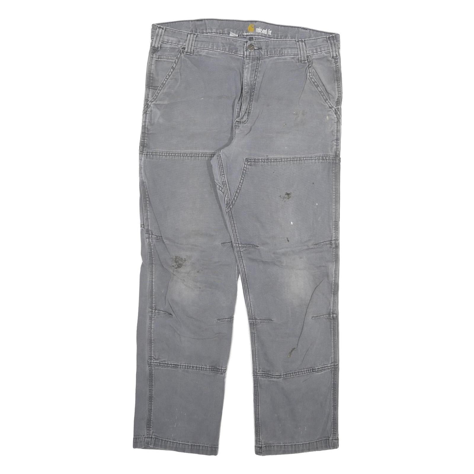 CARHARTT Mens Cotton Blend Grey Relaxed Fit Straight Leg Trousers W36 L32 Refurbished - N/A refurbished available on Cerqular