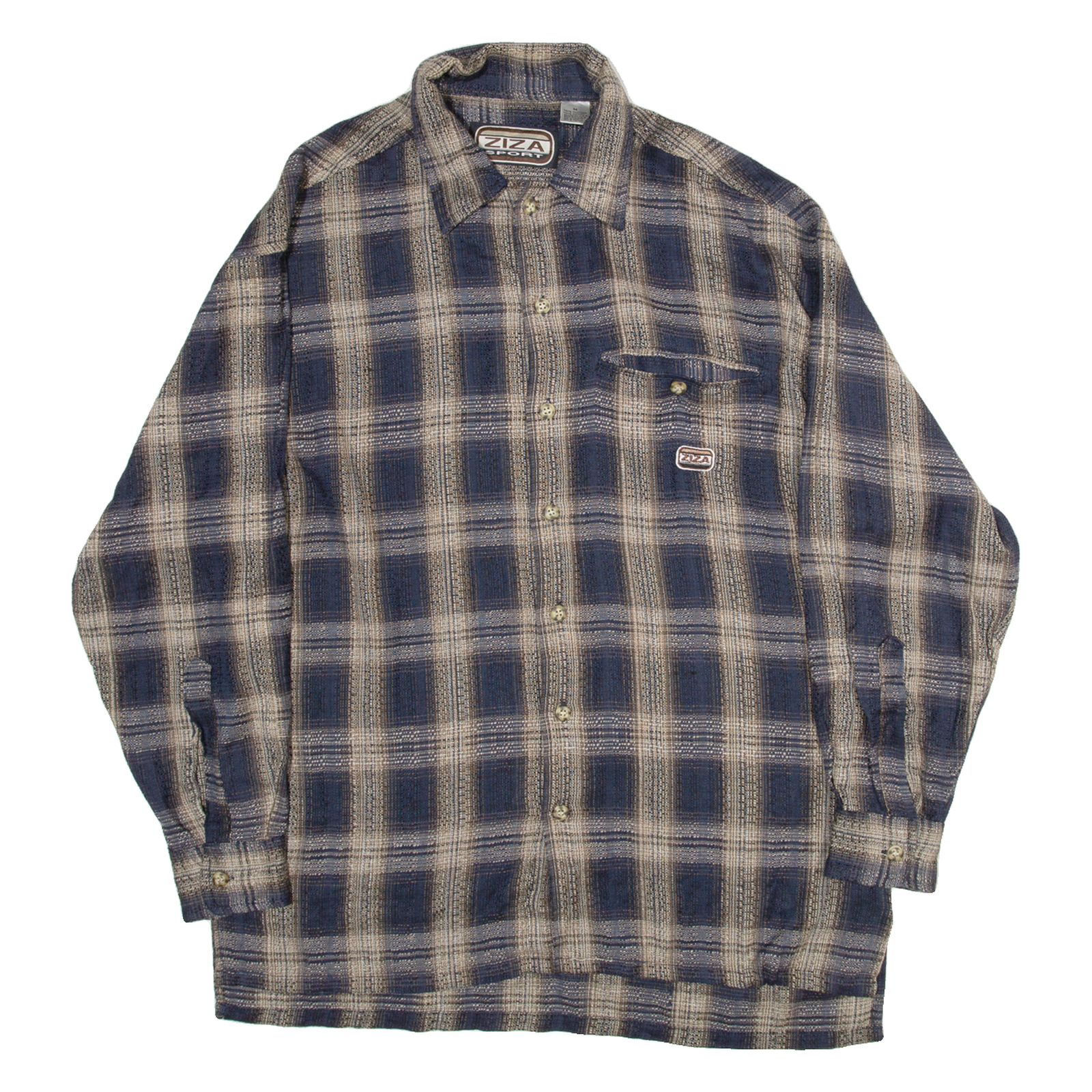 ZIZA SPORT Mens Flannel Shirt Blue Check Long Sleeve M Refurbished - N/A refurbished available on Cerqular