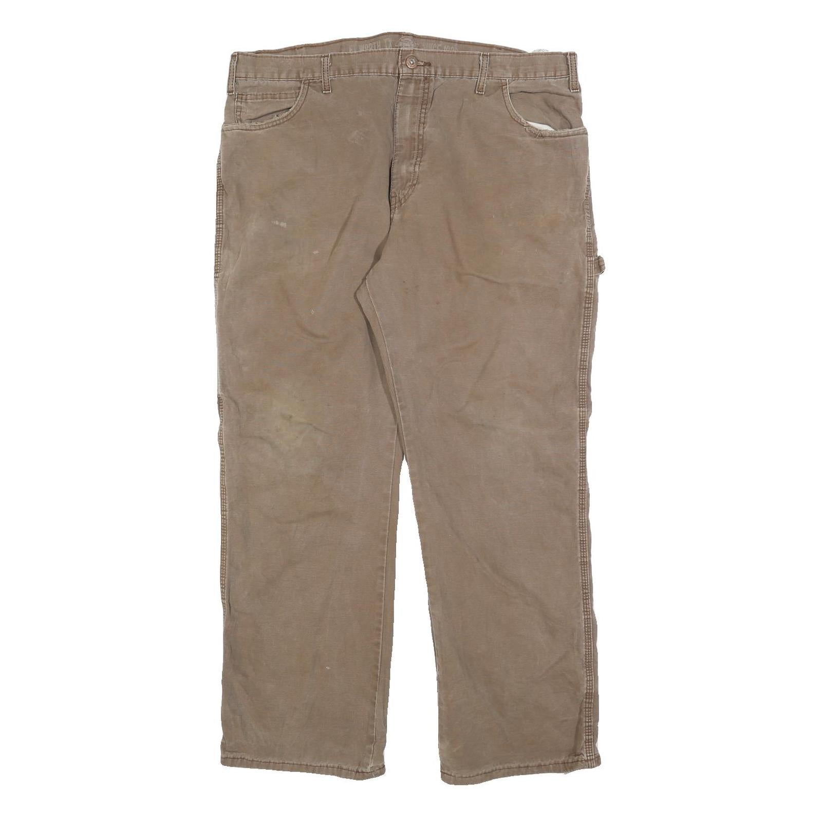DICKIES Mens Cotton Blend Beige Relaxed Straight Trousers W38 L30 Workwear Refurbished - N/A refurbished available on Cerqular