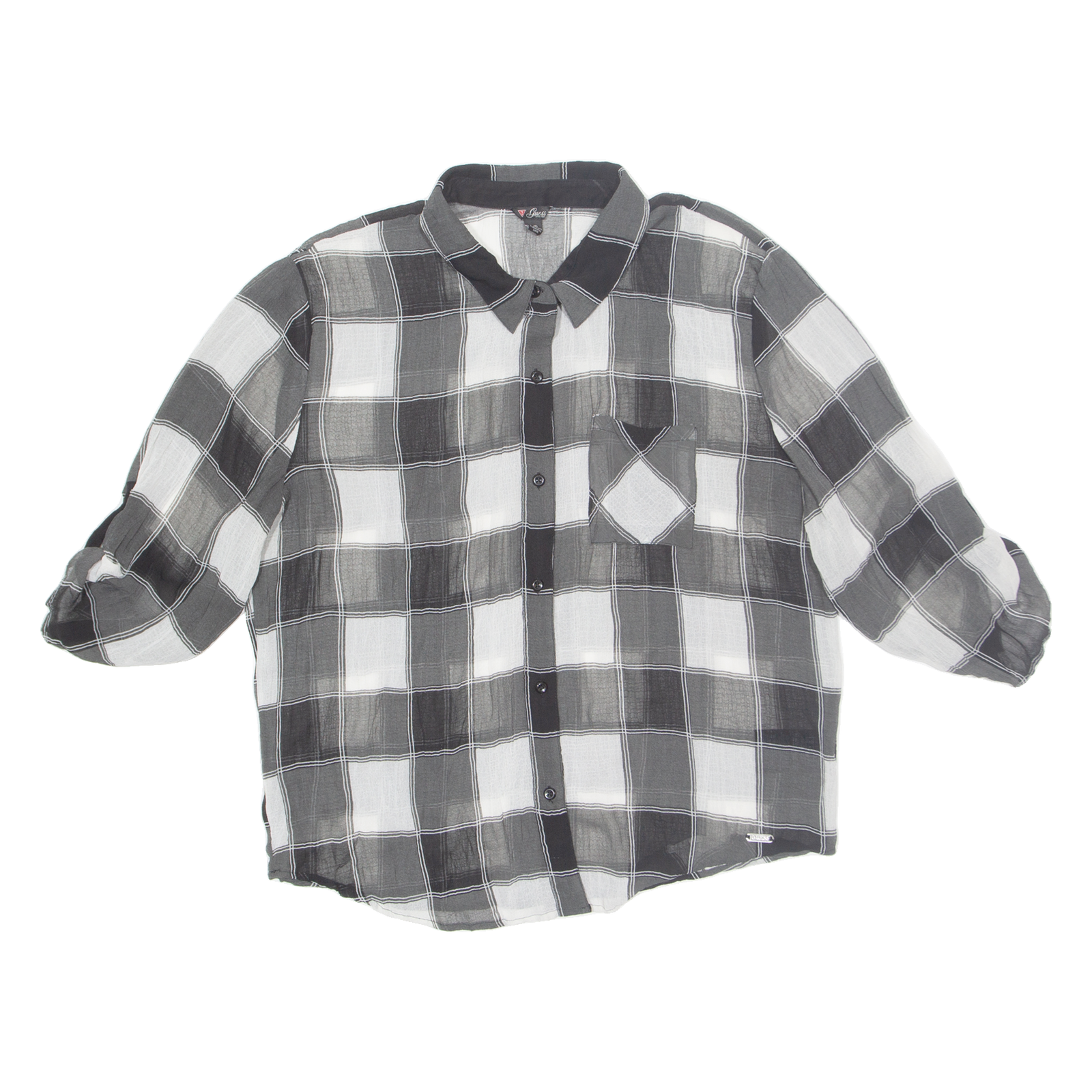 Buy GUESS Shear Womens Shirt Black Check 3/4 Sleeve L Refurbished - $28.59 GUESS Shear Womens Shirt Black Check 3/4 Sleeve L Refurbished - N/A refurbished available on Cerqular
