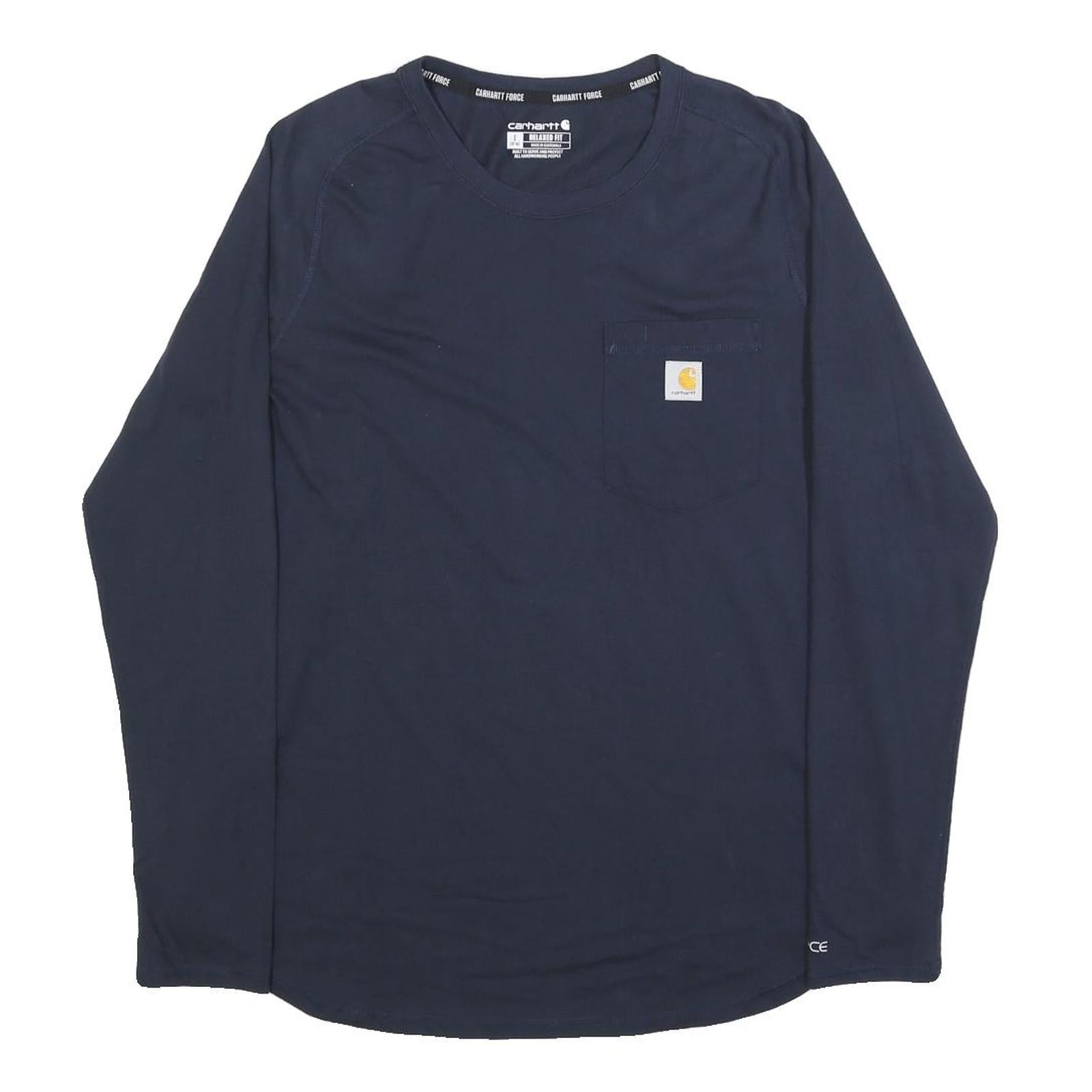 CARHARTT Womens Navy Blue Plain Long Sleeve Crew Neck T-Shirt L Casual Refurbished - N/A refurbished available on Cerqular