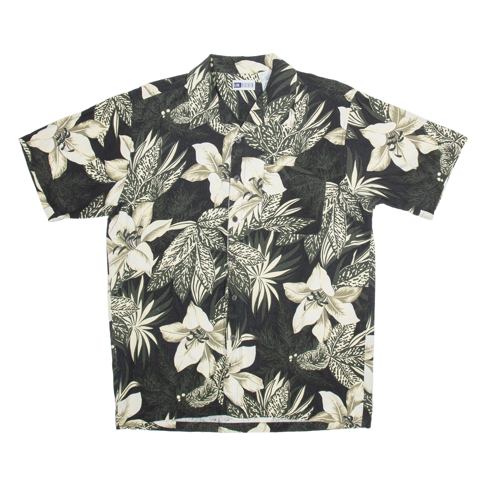 UNTIED Mens Hawaiian Shirt Black Floral L Refurbished - N/A refurbished available on Cerqular