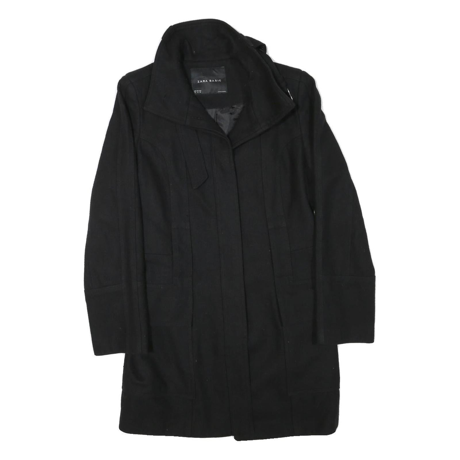 ZARA BASIC Womens Black Wool Blend Jacket M Button Closure Elegant Classic Refurbished - N/A refurbished available on Cerqular