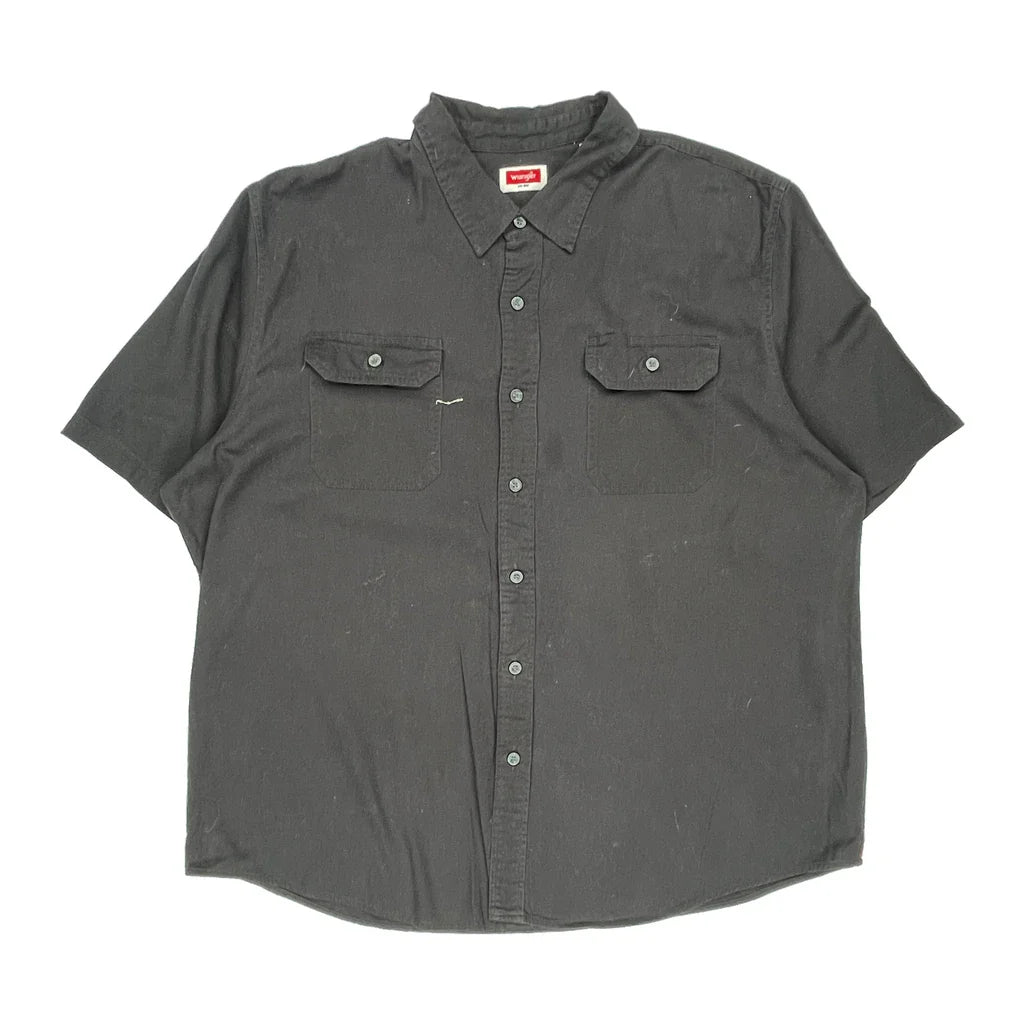 Wrangler Short Sleeve Shirt - 2XL Grey Cotton Refurbished - Thrifted (note: this is a term often used to describe second- refurbished available on Cerqular
