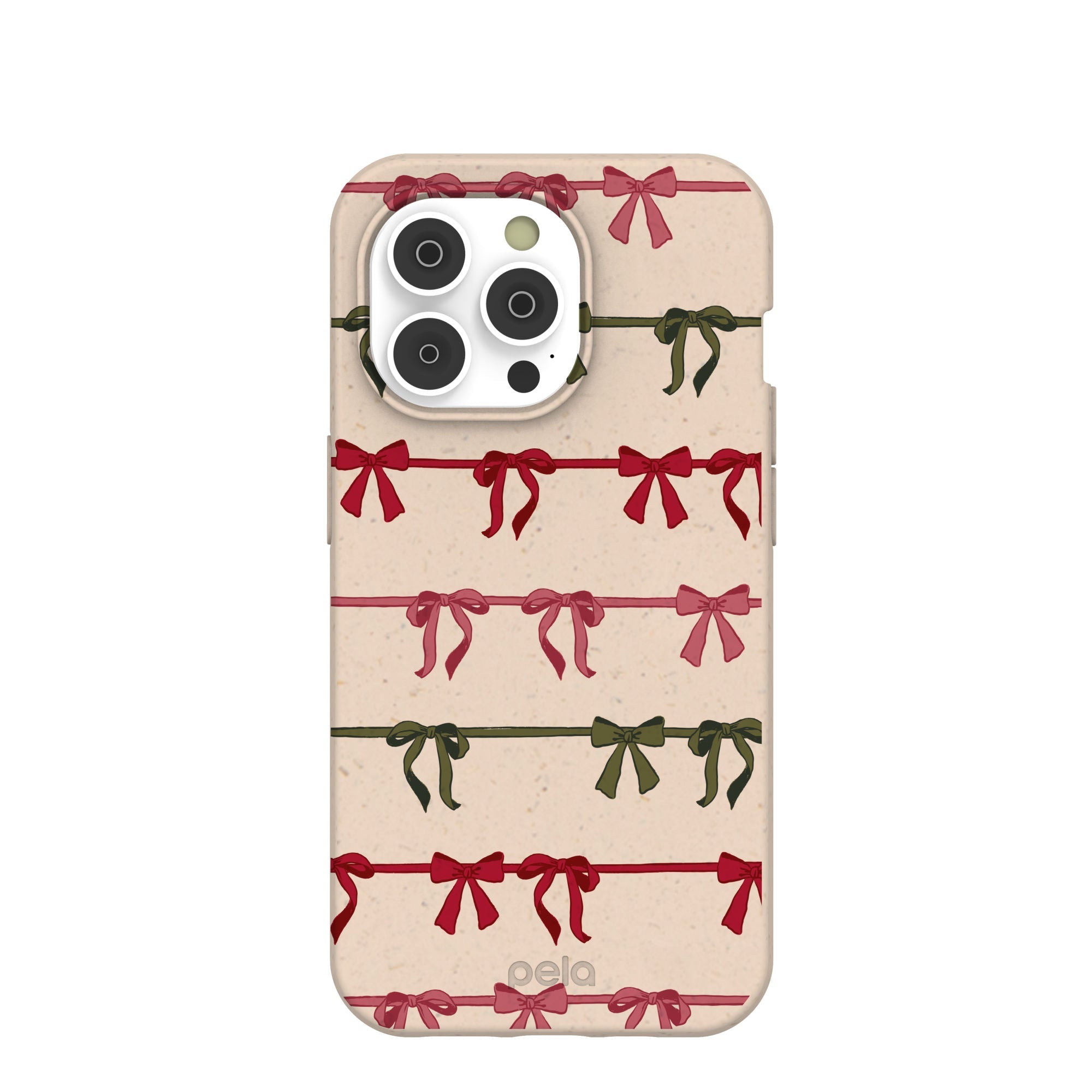 Seashell Holiday Bows iPhone 14 Pro Case Refurbished - Pela Case refurbished available on Cerqular