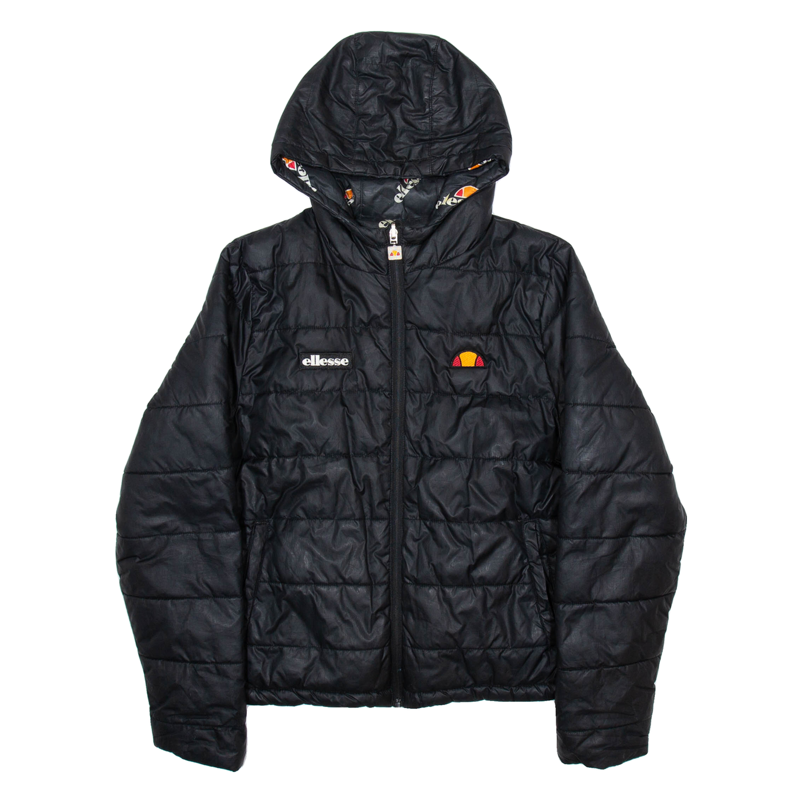 ELLESSE Womens Puffer Coat Black Hooded UK 10 Refurbished - N/A refurbished available on Cerqular
