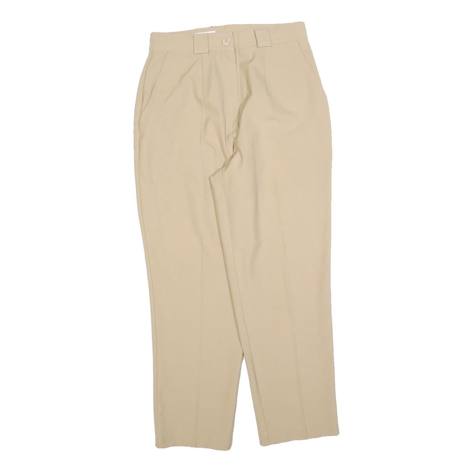 SPENGLER Womens Beige Regular Fit Straight Leg Trousers W27 L25 Polyester Zip Refurbished - N/A refurbished available on Cerqular