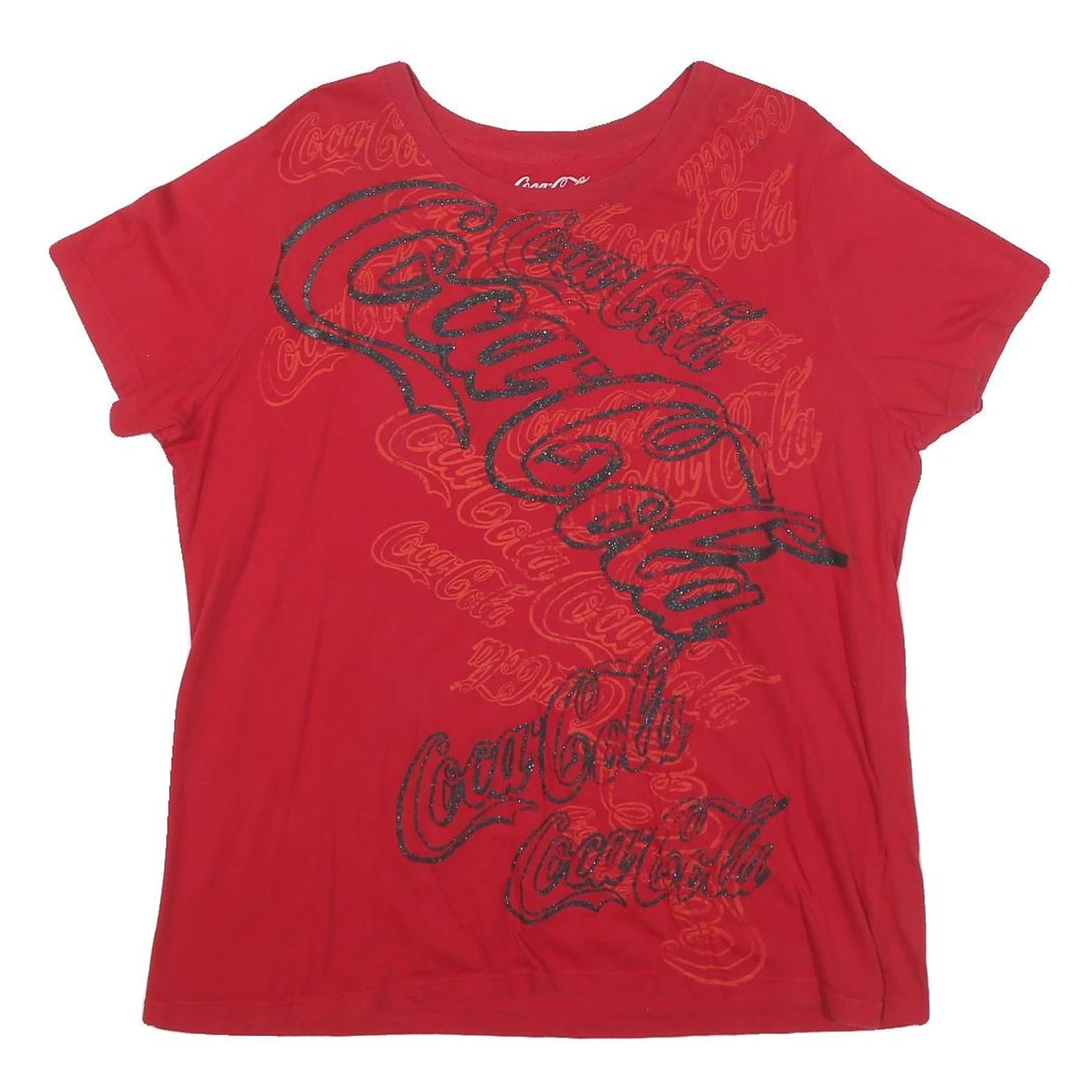 COCA COLA Womens Red 2XL Graphic T-Shirt Short Sleeve Round Neck Cotton Blend Refurbished - N/A refurbished available on Cerqular