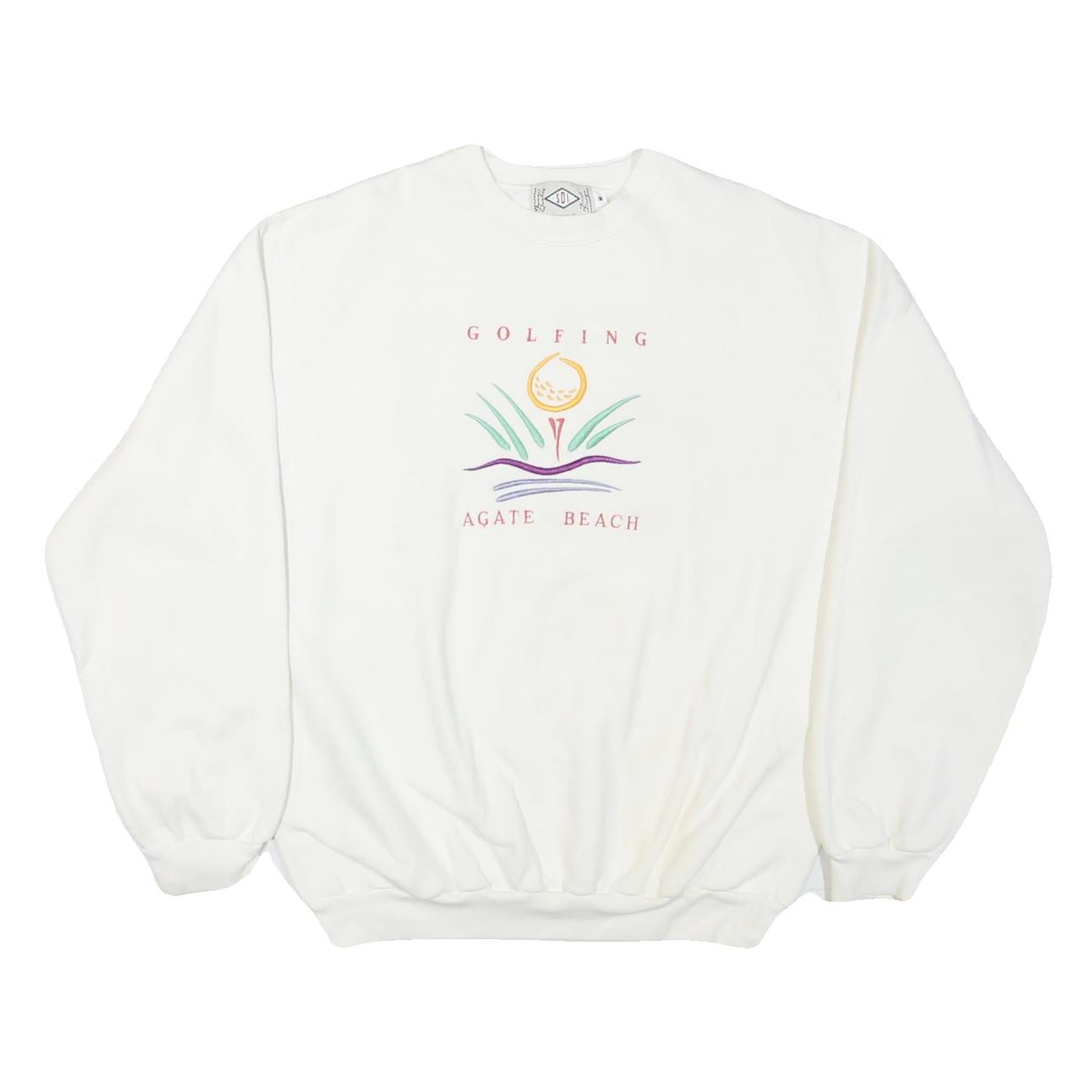 SDI Mens White Golfing Agate Beach Crew Neck M Cotton Blend Sweatshirt Refurbished - N/A refurbished available on Cerqular
