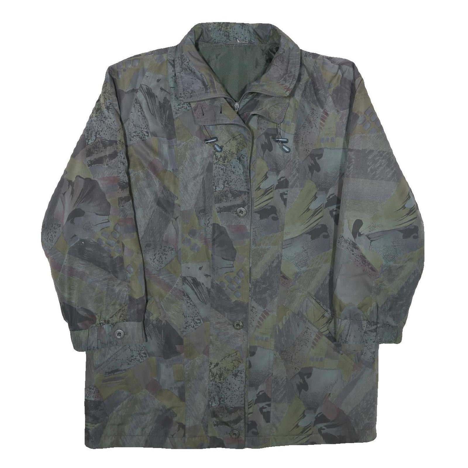 DEL MOD INTERNATIONAL Womens Grey Jacket UK 12 Polyester Zip Patterned Casual Refurbished - N/A refurbished available on Cerqular