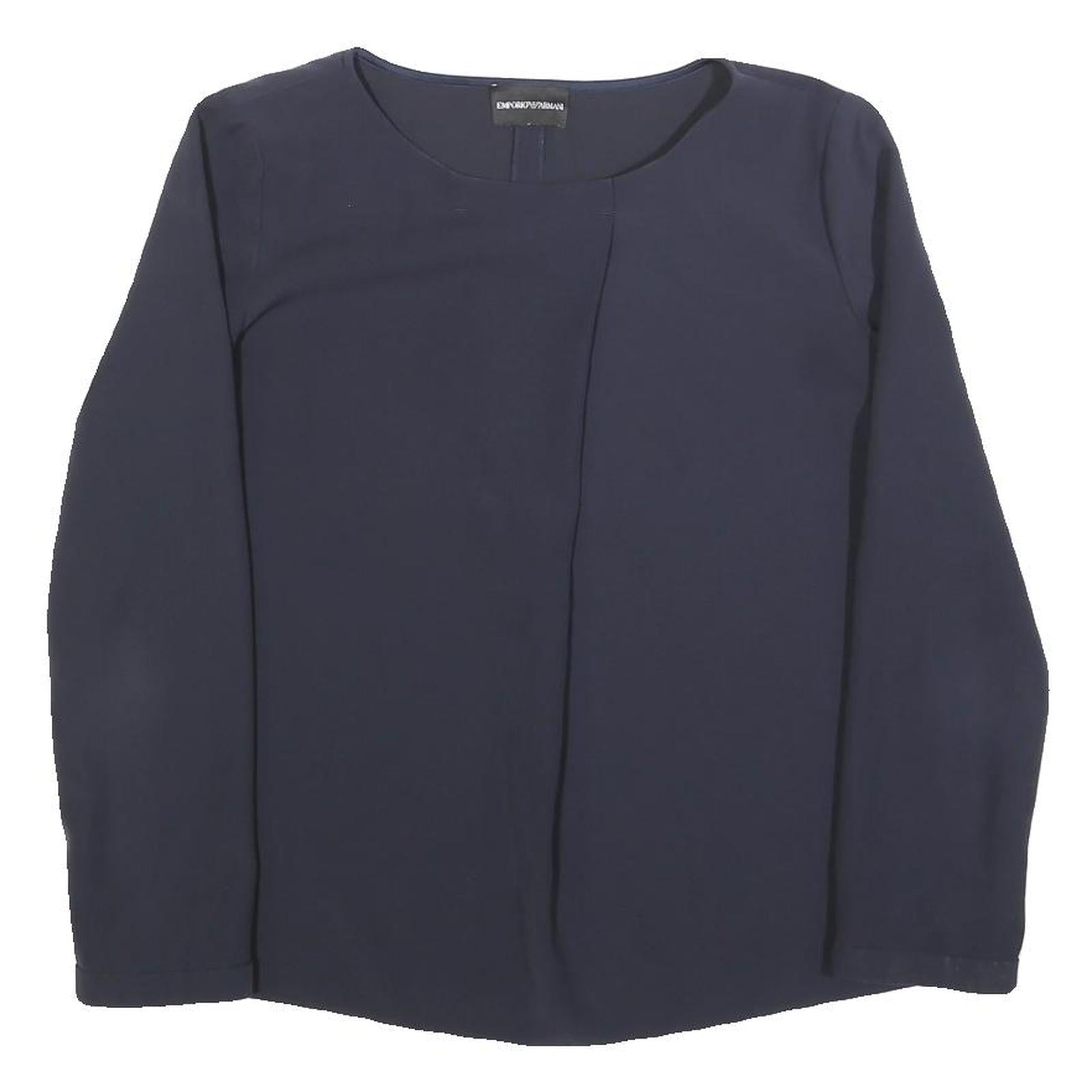 EMPORIO ARMANI Womens Navy Blue Basic Top Long Sleeve Round Neck M Refurbished - N/A refurbished available on Cerqular