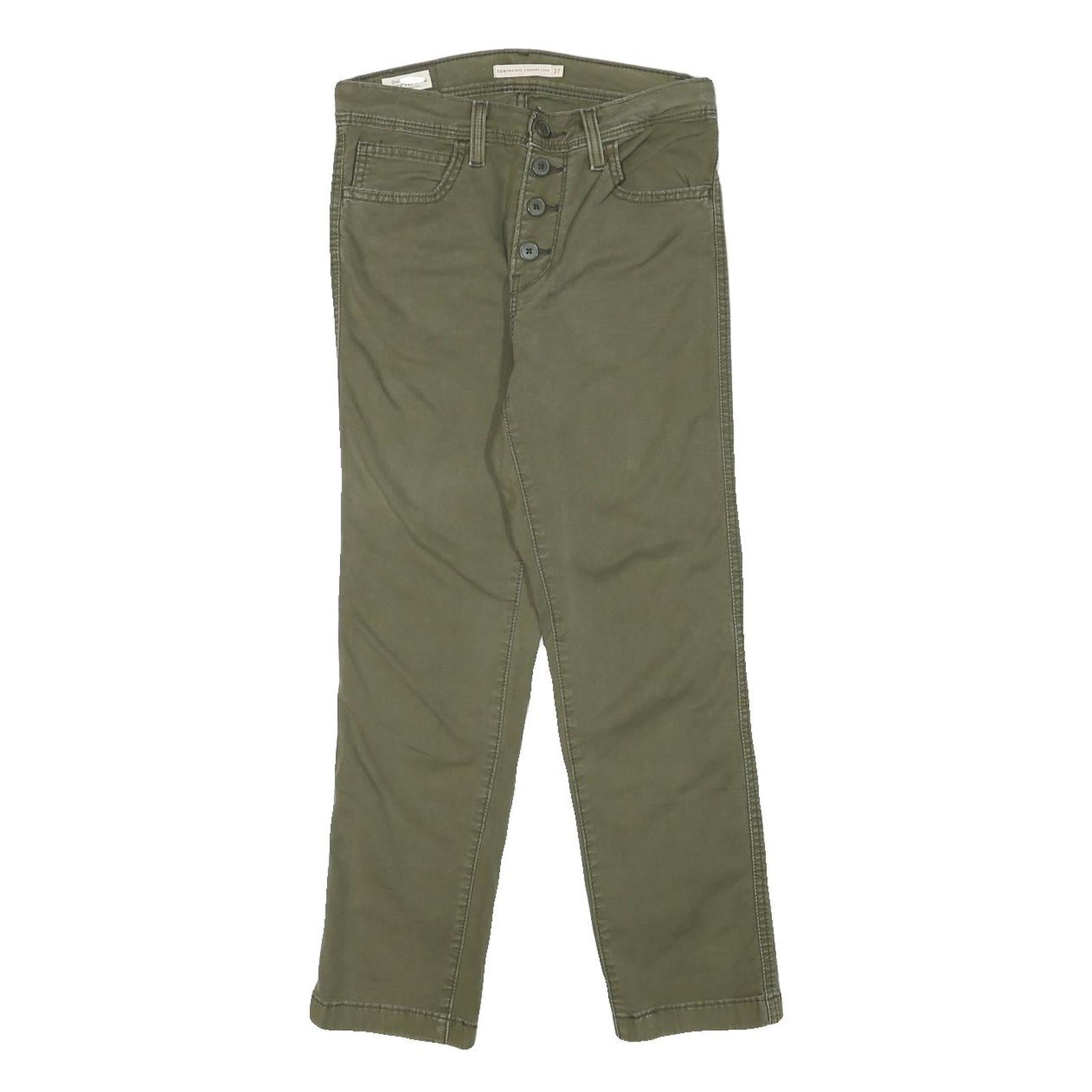 LEVI'S Womens Cotton Blend Green Regular Straight Trousers W27 L25 Button Refurbished - N/A refurbished available on Cerqular