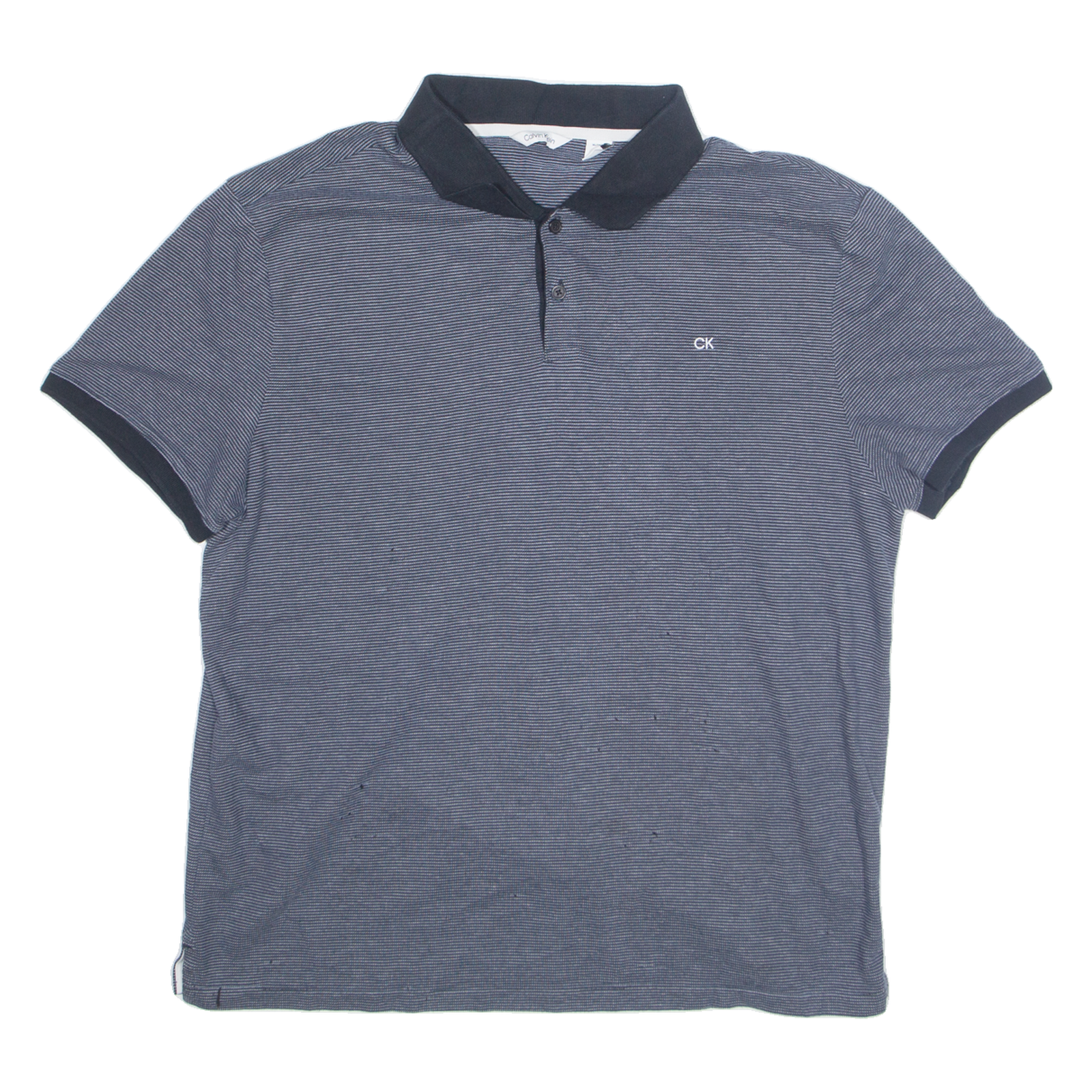 CALVIN KLEIN Mens Polo Shirt Blue Striped XL Refurbished - N/A refurbished available on Cerqular