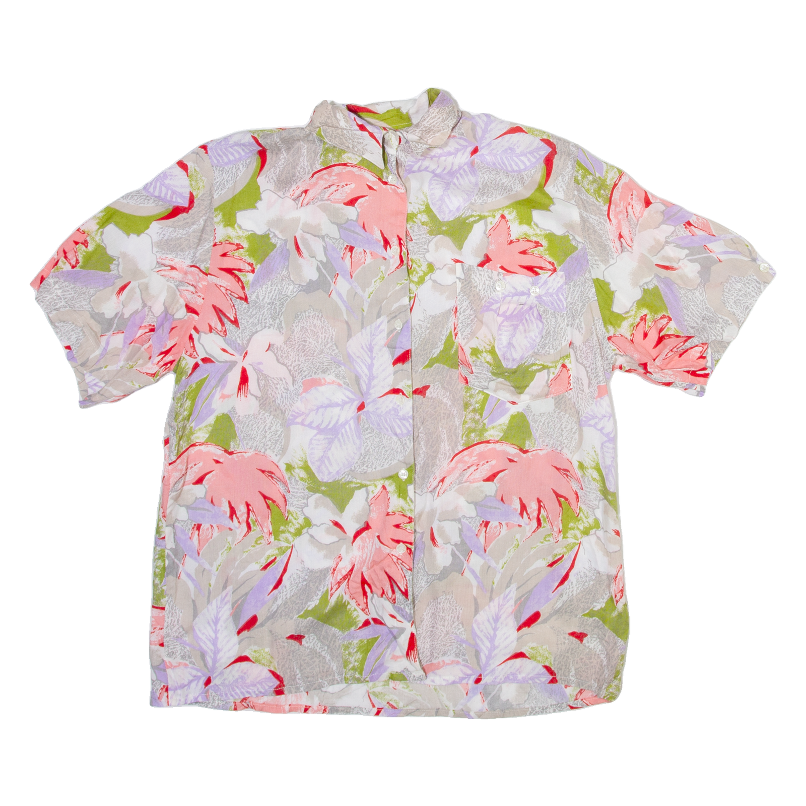 Womens Printed Shirt Grey Collared Viscose Floral M Refurbished - N/A refurbished available on Cerqular