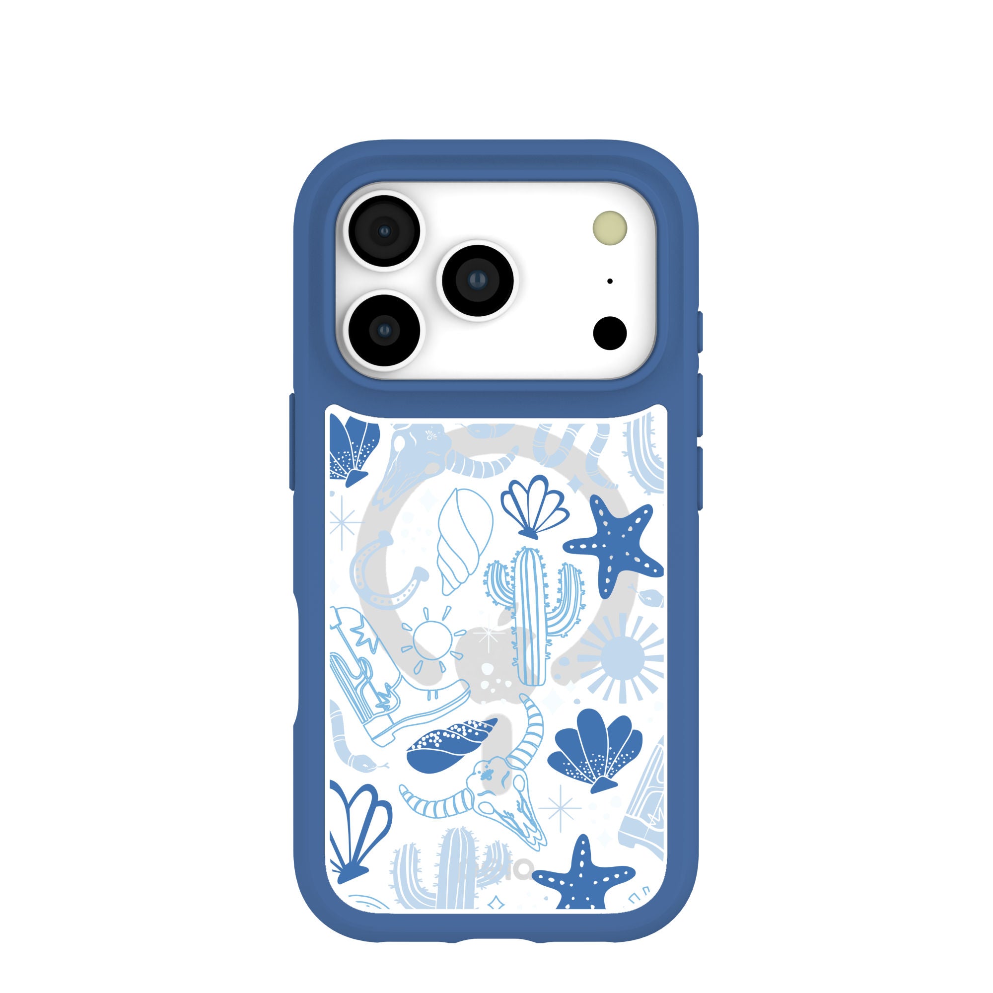 Clear Sea and Saddle iPhone 17 Pro Case With True Blue Ridge (MagSafe included) Refurbished - Pela Case refurbished available on Cerqular