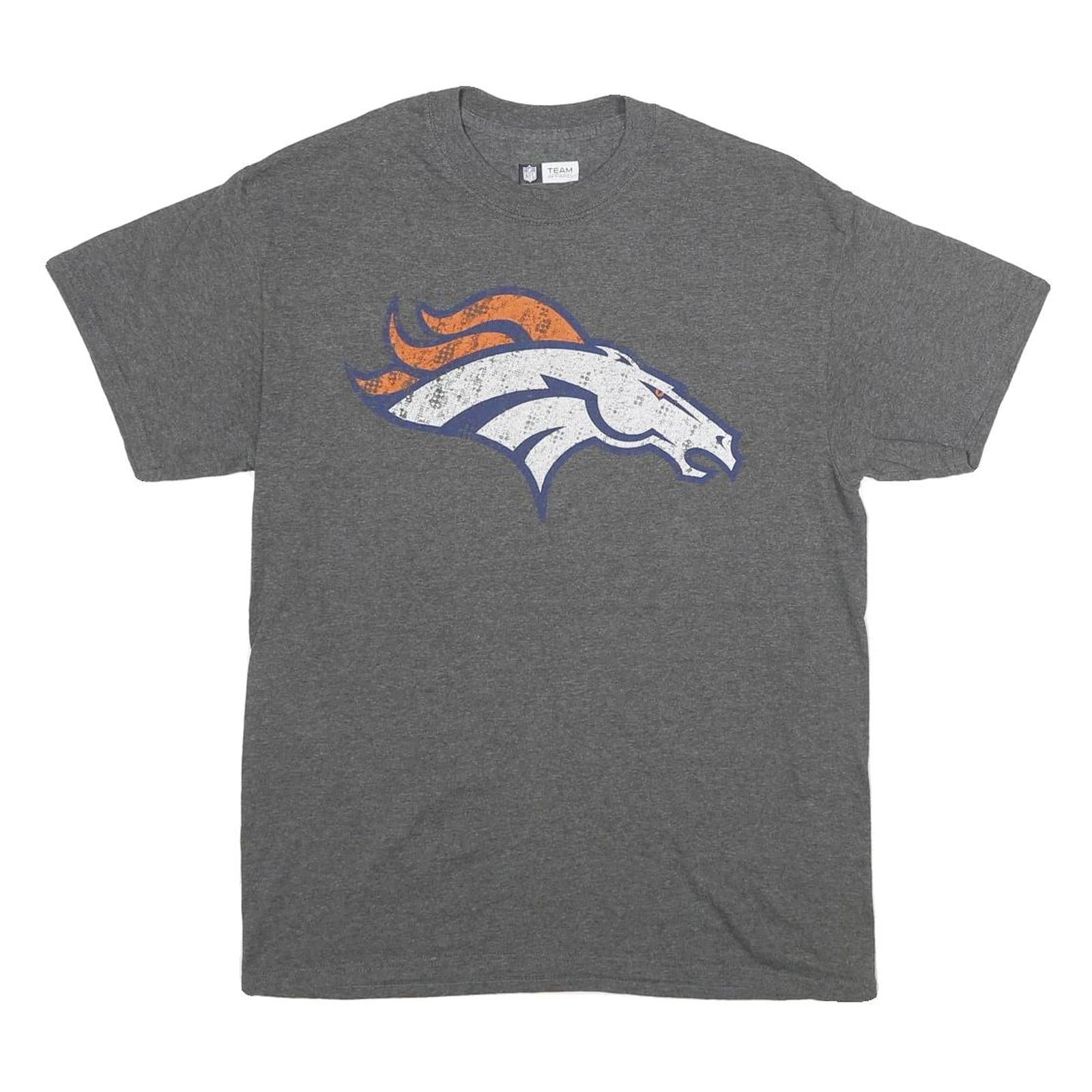 NFL Mens Grey Denver Broncos Graphic T-Shirt M Short Sleeve Crew Neck Casual Refurbished - N/A refurbished available on Cerqular