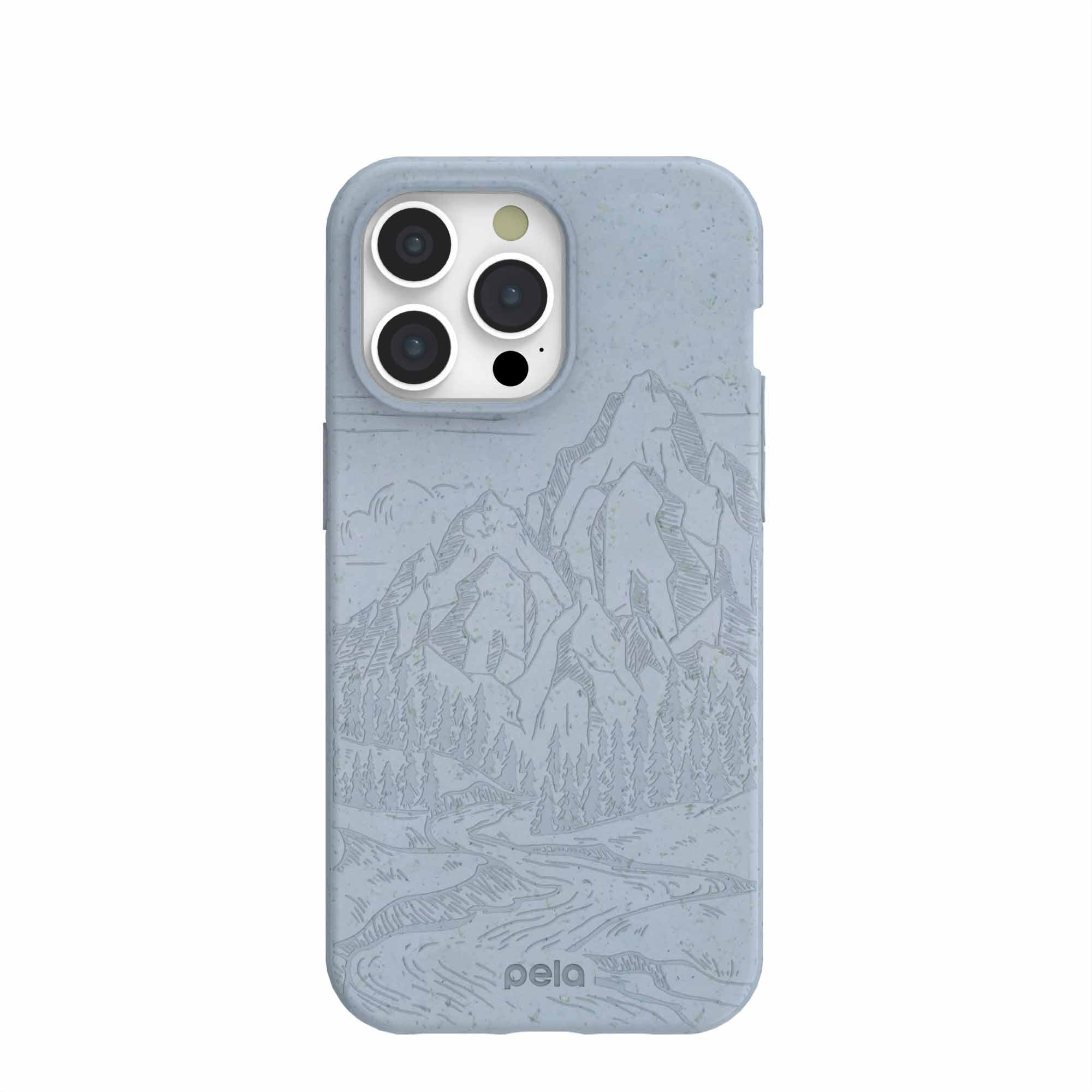 Powder Blue Rockies iPhone 15 Pro Max Case Refurbished - Pela Case refurbished available on Cerqular