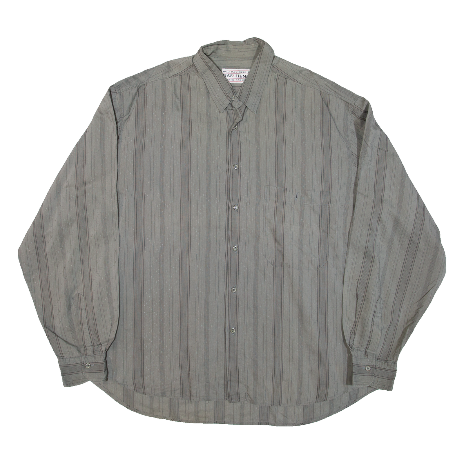 HOLIDAY SPIRIT MENS FASHION Mens Shirt Grey Striped Long Sleeve XL Refurbished - N/A refurbished available on Cerqular