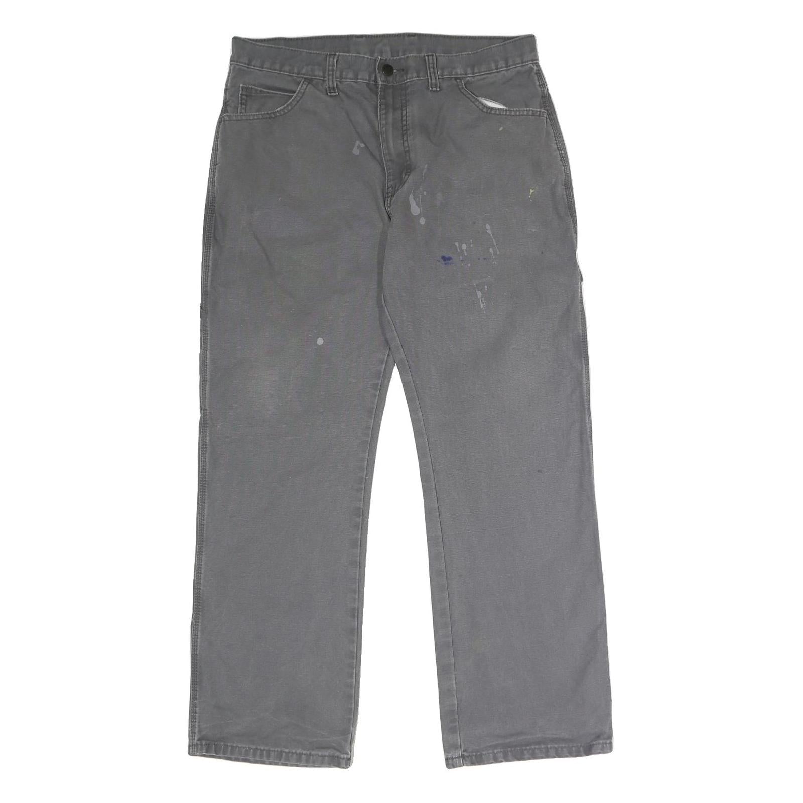 DICKIES Mens Cotton Grey Regular Straight Fit Trousers W33 L30 Workwear Zip Refurbished - N/A refurbished available on Cerqular