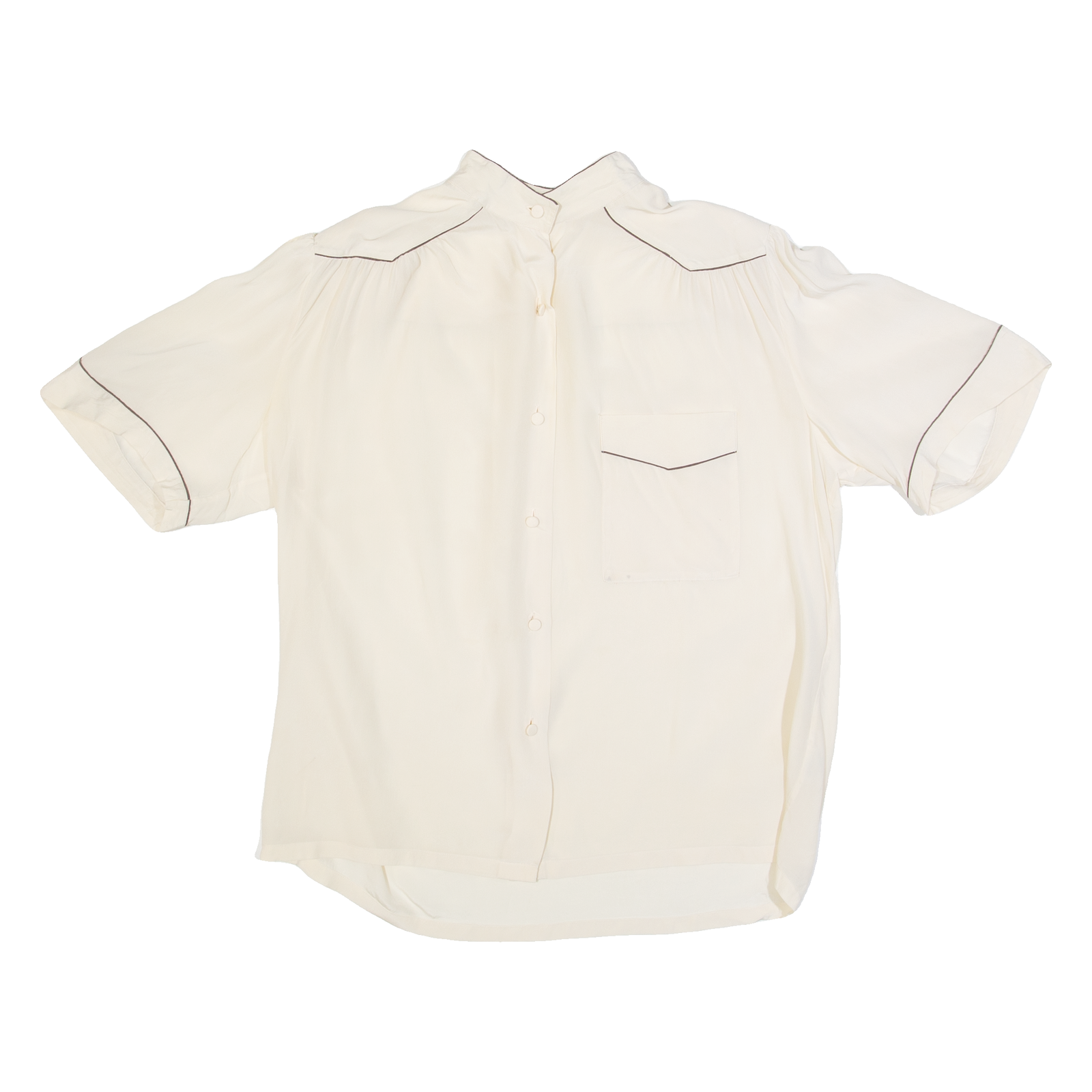TRAMO Womens Blouse Cream Collared Silk M Refurbished - N/A refurbished available on Cerqular