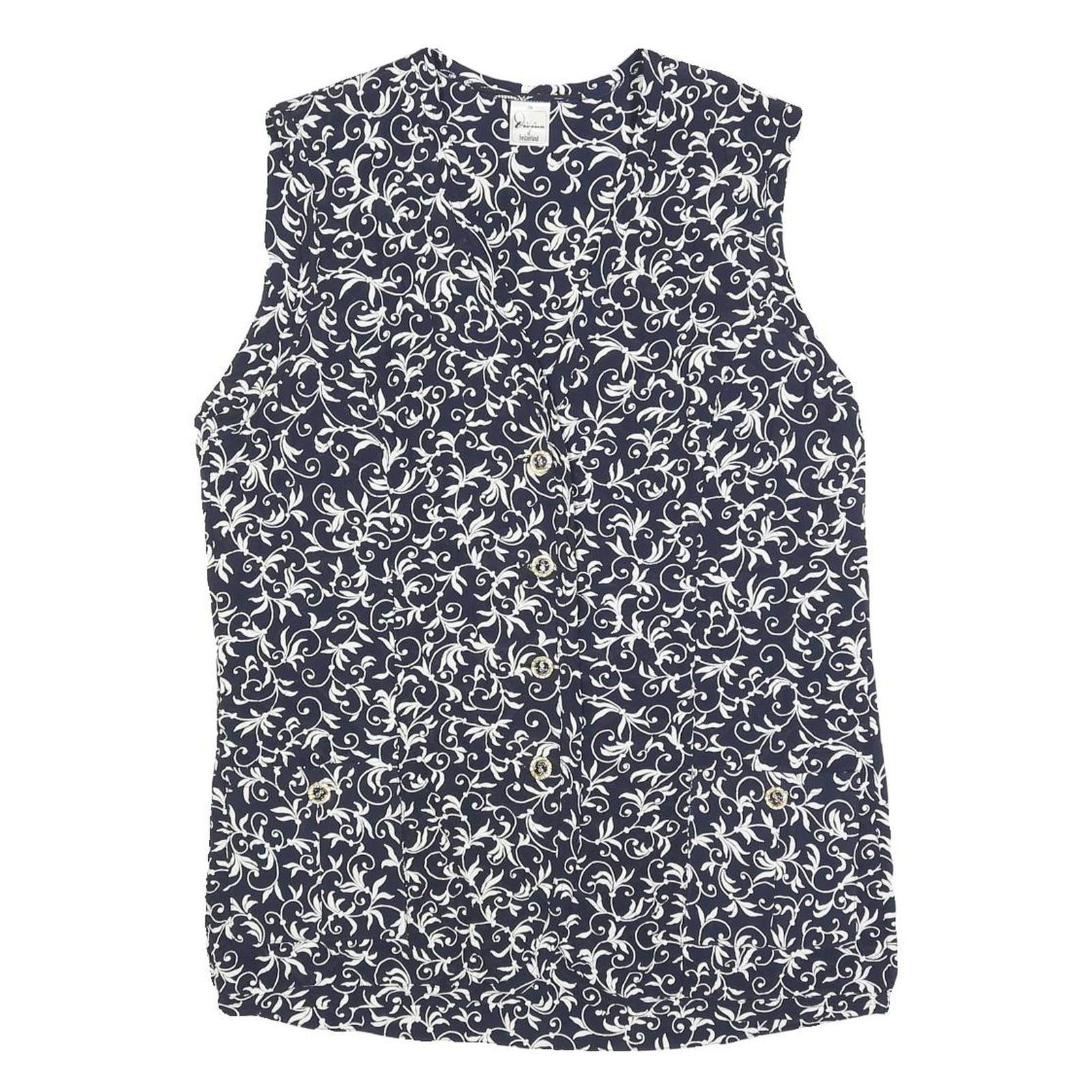 DAVINA Womens Navy Blue & White Printed Sleeveless Cotton Blend Day Dress UK S Refurbished - N/A refurbished available on Cerqular