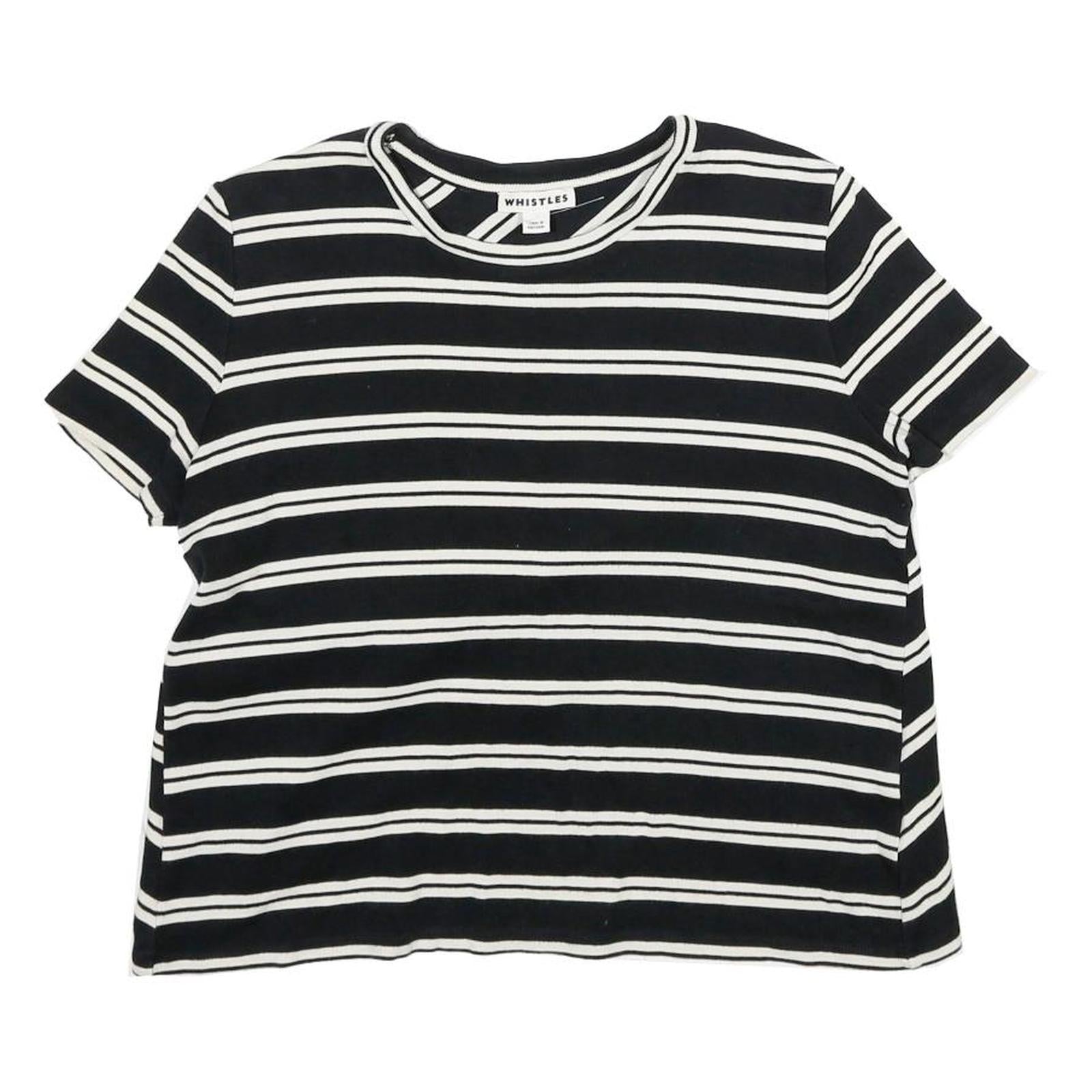 WHISTLES Womens Black & White Striped Basic Short Sleeve Crew Neck Top UK 12 Refurbished - N/A refurbished available on Cerqular
