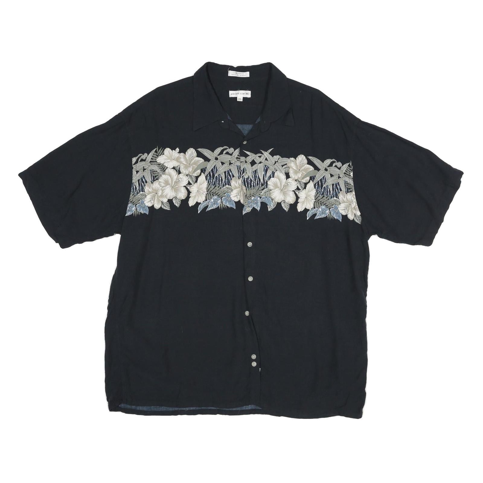 PIERRE CARDIN Mens Black Shirt 2XL Rayon Hawaiian Floral Summer Casual Relaxed Refurbished - N/A refurbished available on Cerqular