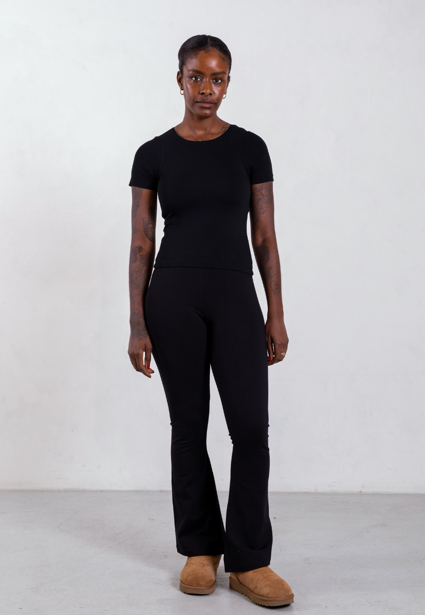 Organic Cotton Flared Leggings, Black | Size: XXXL Refurbished - N/A (Note: It's possible that "Pantee" refurbished available on Cerqular