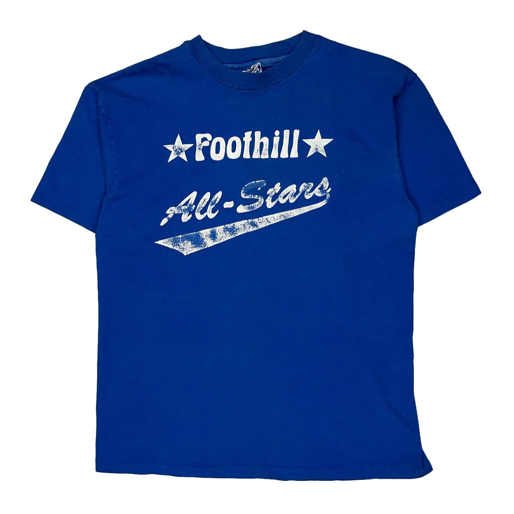 Foothill All-Stars Hanes Graphic T-Shirt - Large Blue Cotton Refurbished - Thrifted (note: this is a term often used to describe second- refurbished available on Cerqular