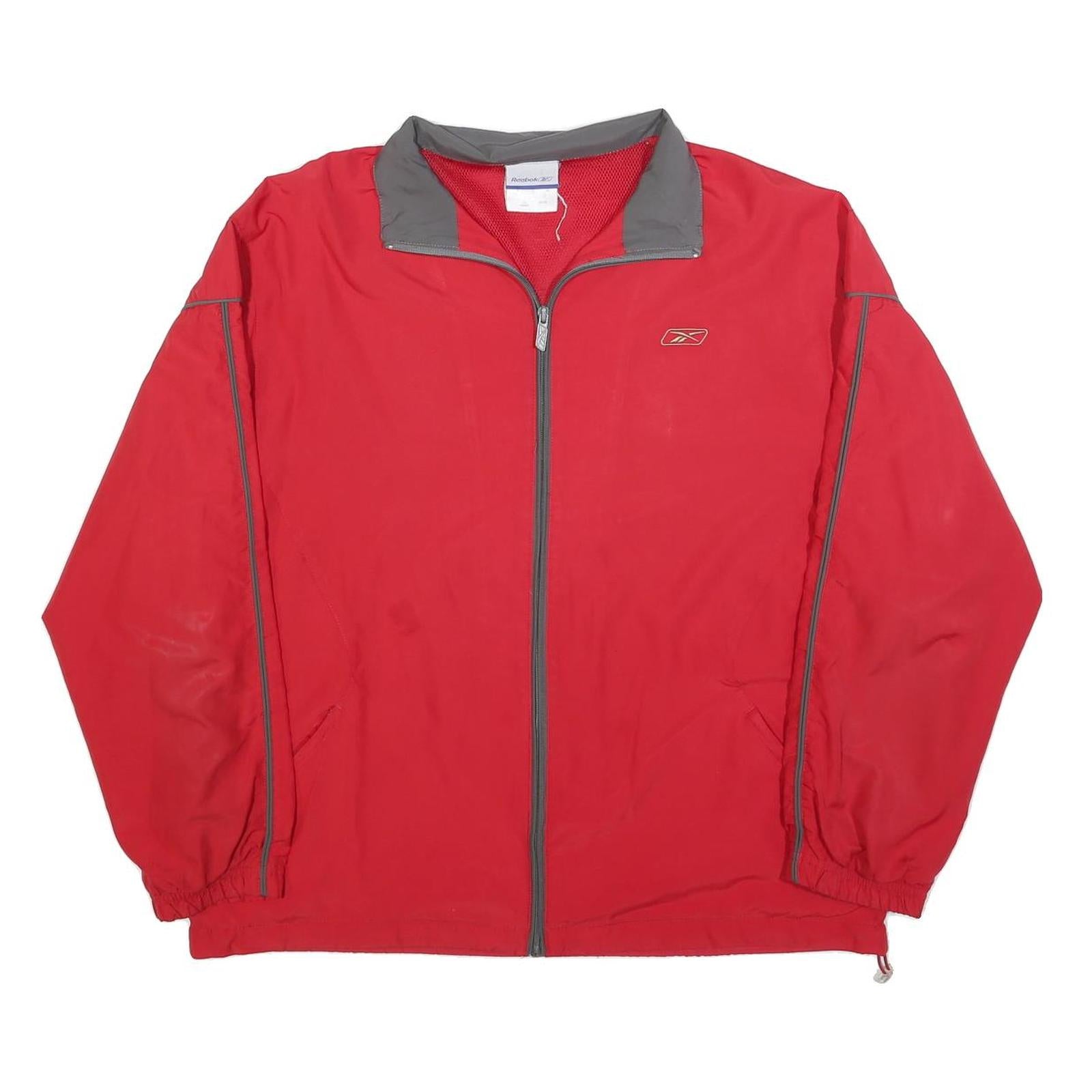 REEBOK Mens Red & Grey Track Jacket S Nylon Plain Zip Athletic Casual Sportswear Refurbished - N/A refurbished available on Cerqular