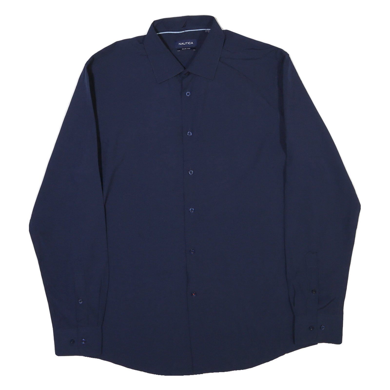 NAUTICA Mens Blue Slim Fit Shirt L Long Sleeve Button Closure Classic Collar Refurbished - N/A refurbished available on Cerqular