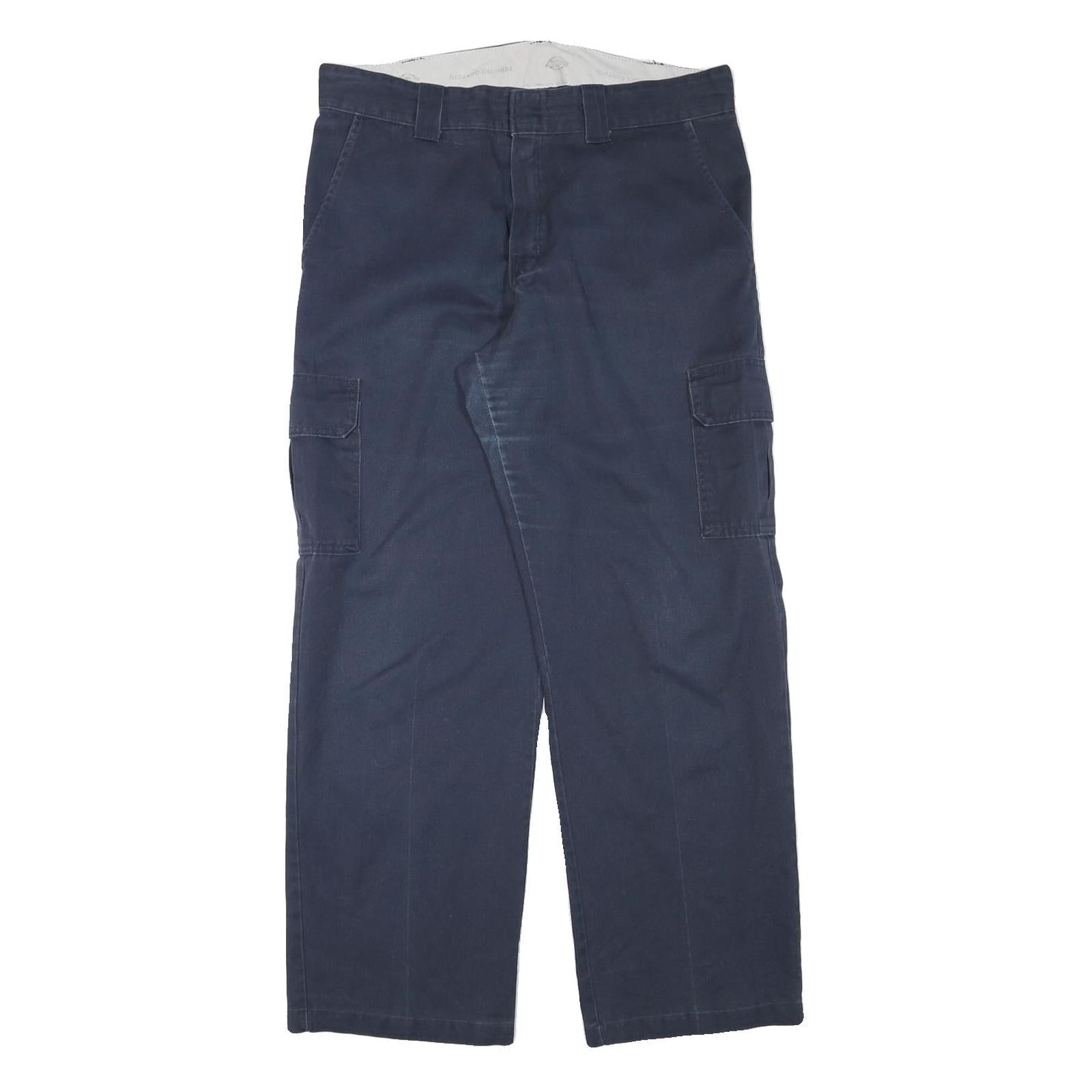 DICKIES Mens Cotton Blend Navy Regular Fit Straight Leg Trousers W35 L30 Refurbished - N/A refurbished available on Cerqular