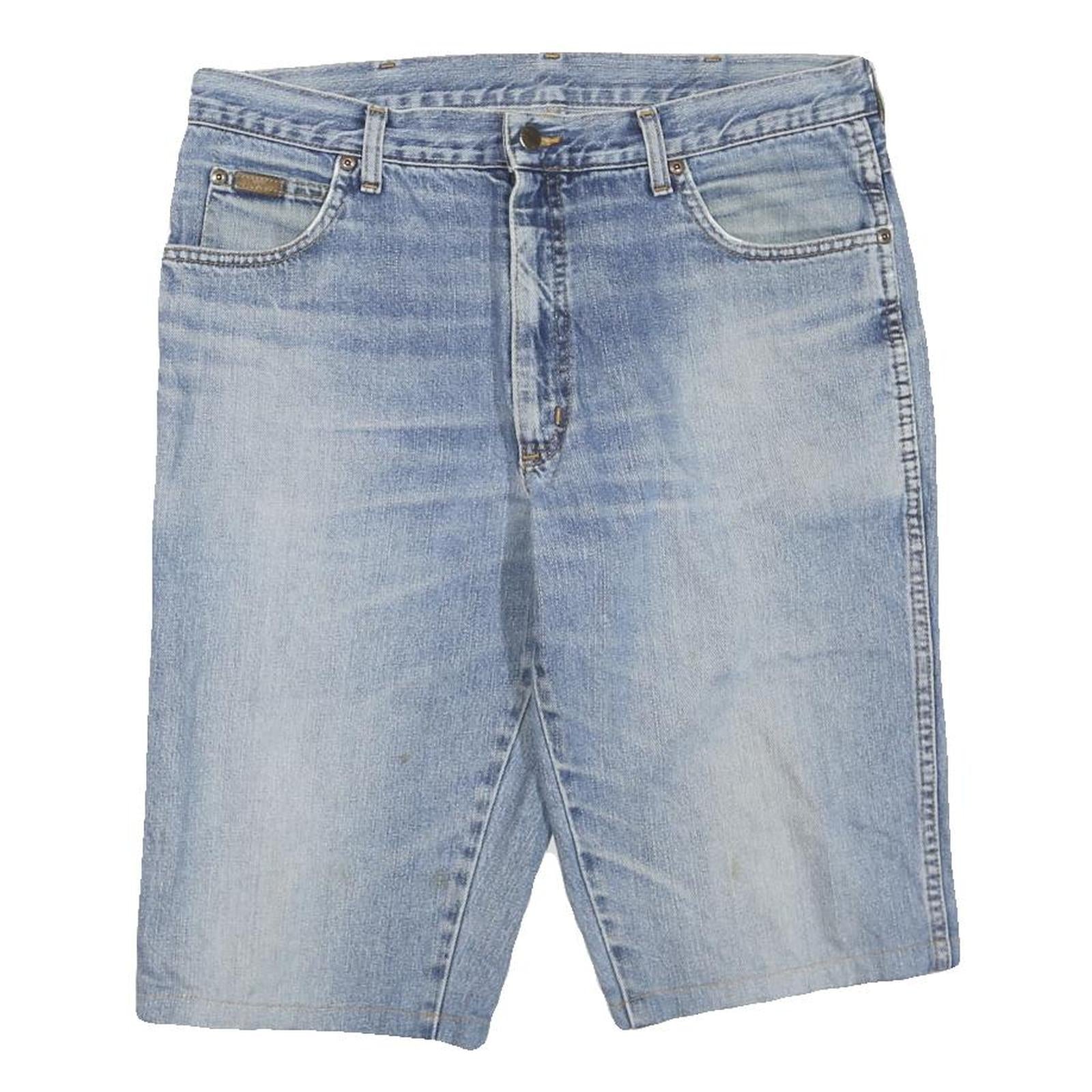 WRANGLER Womens Shorts Blue Denim L W36 Casual Cotton Blend Classic Fit Refurbished - N/A refurbished available on Cerqular