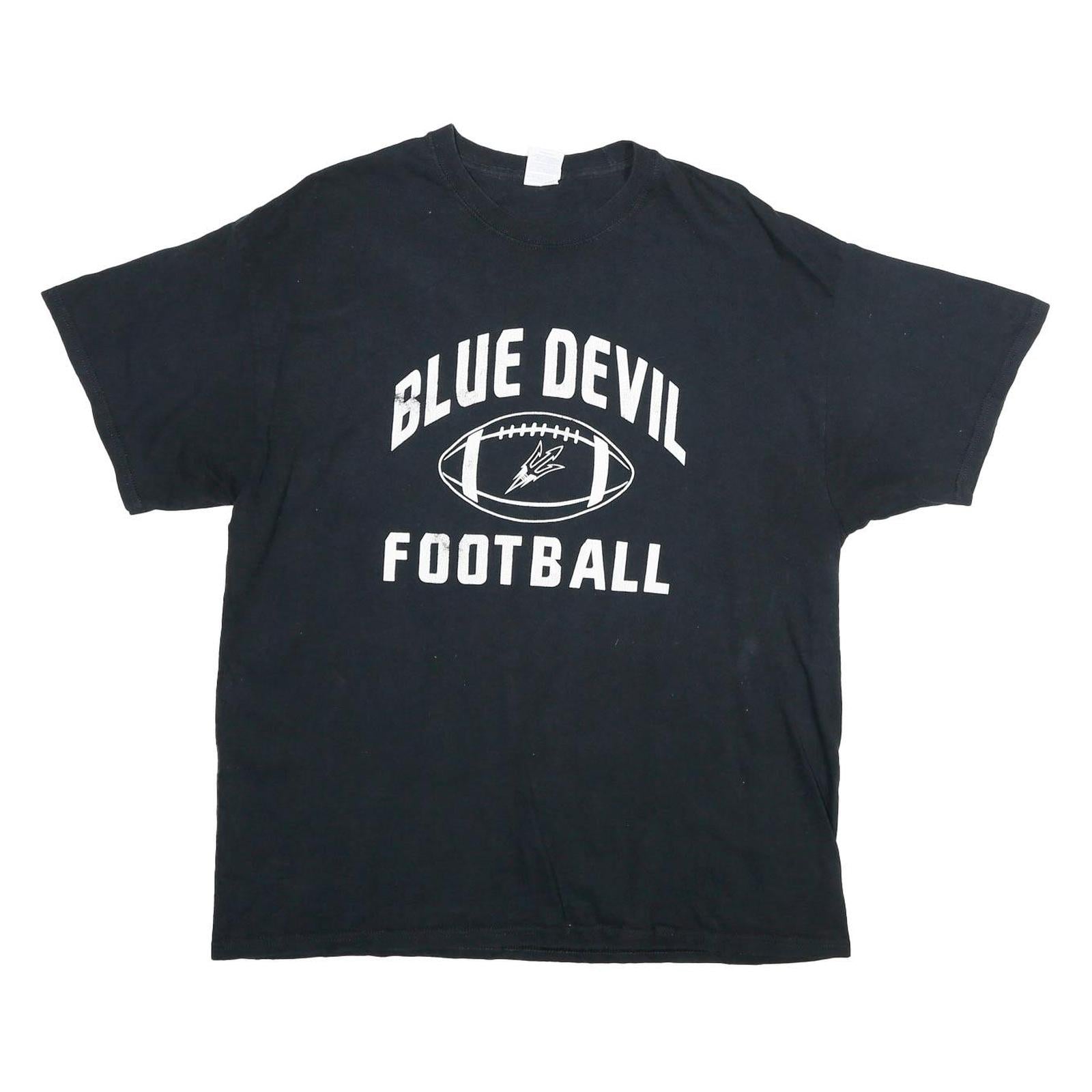 PORT & COMPANY Mens Black Blue Devil Football Graphic T-Shirt XL Crew Neck Short Refurbished - N/A refurbished available on Cerqular