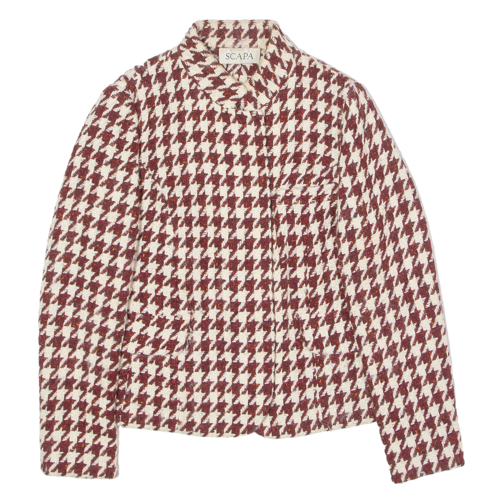 SCAPA Womens Blazer Jacket Red Wool Houndstooth UK 12 Refurbished - N/A refurbished available on Cerqular