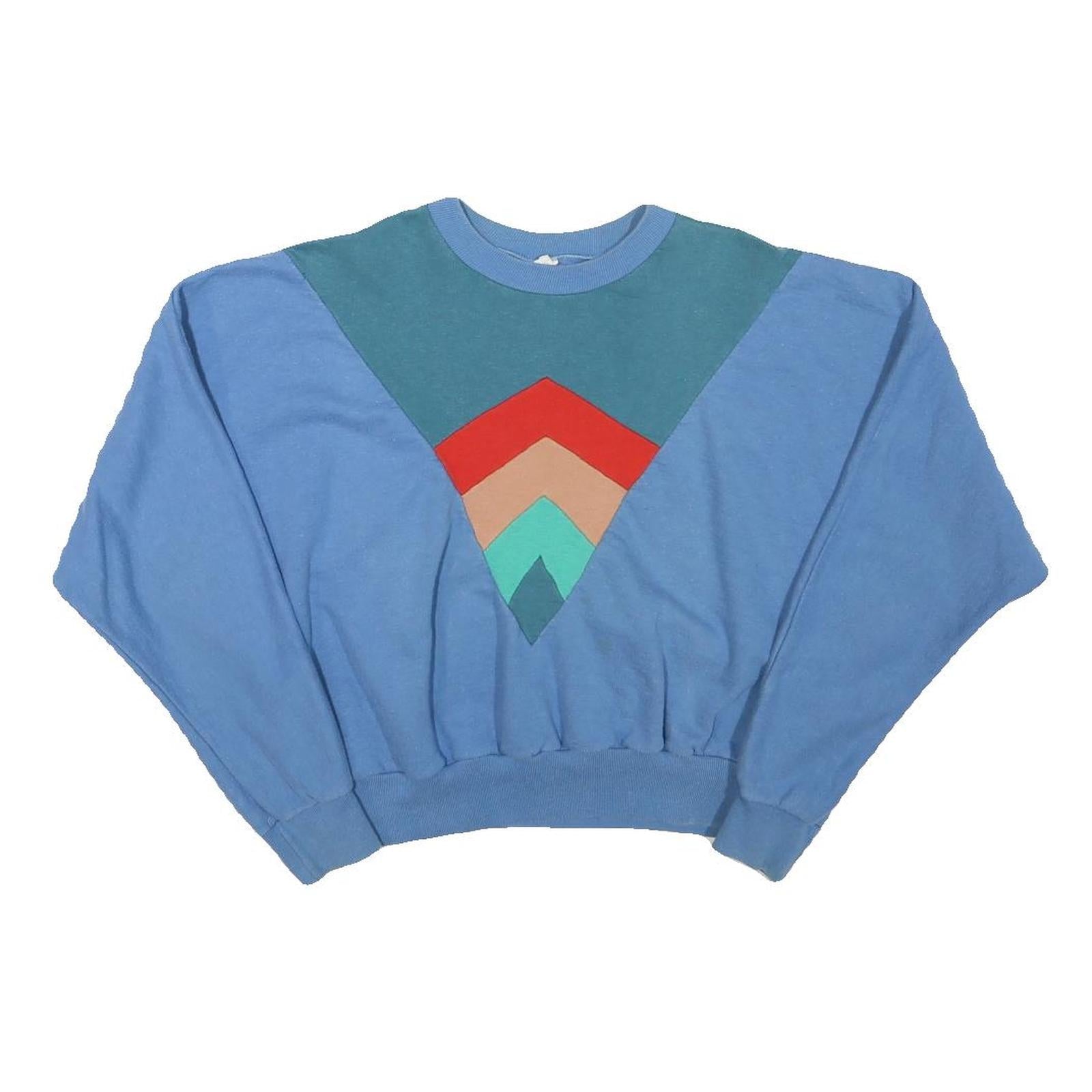 Womens Blue Sweatshirt S Colourblock Cotton Blend Crew Neck Long Sleeve Refurbished - N/A refurbished available on Cerqular