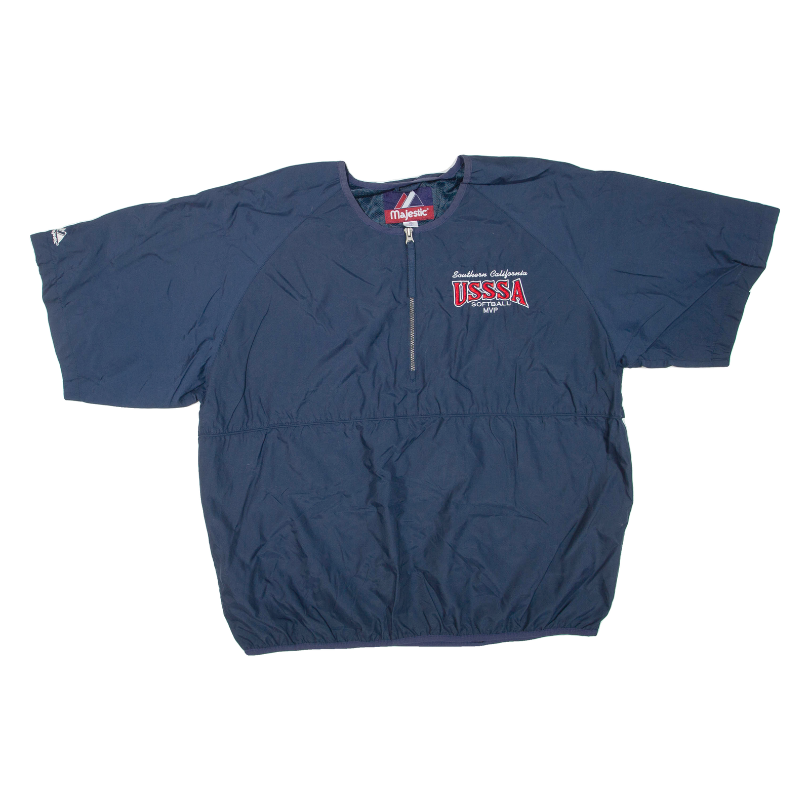 MAJESTIC Short Sleeve Softball Mens Pullover Jacket Blue USA XL Refurbished - N/A refurbished available on Cerqular