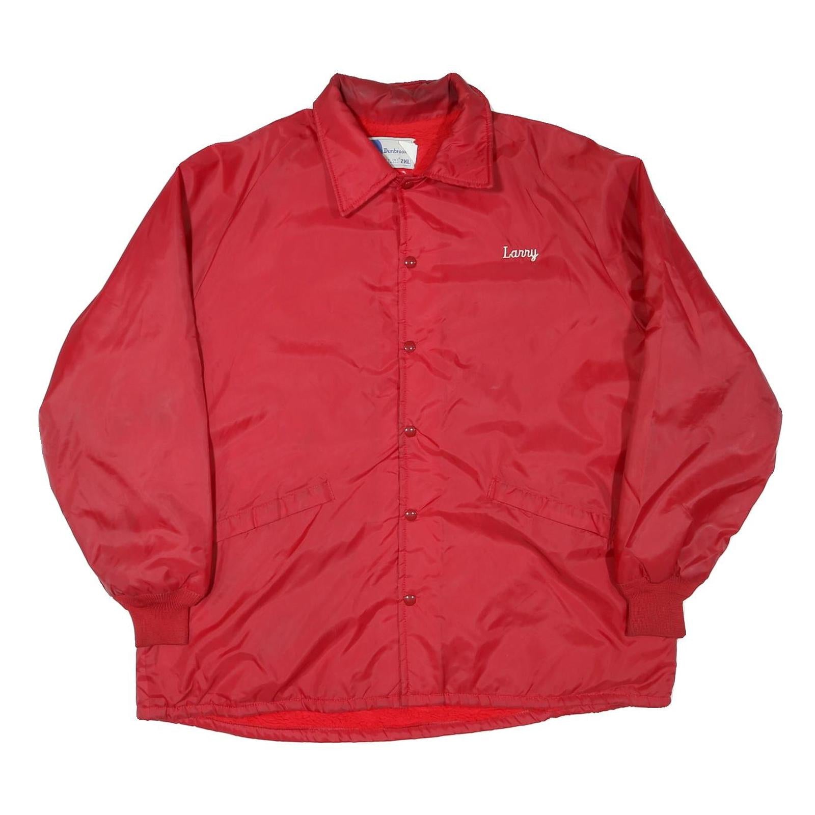 DUNBROOKE Mens Red Nylon Button Jacket 2XL Plain Coos County Shriner Embroidery Refurbished - N/A refurbished available on Cerqular