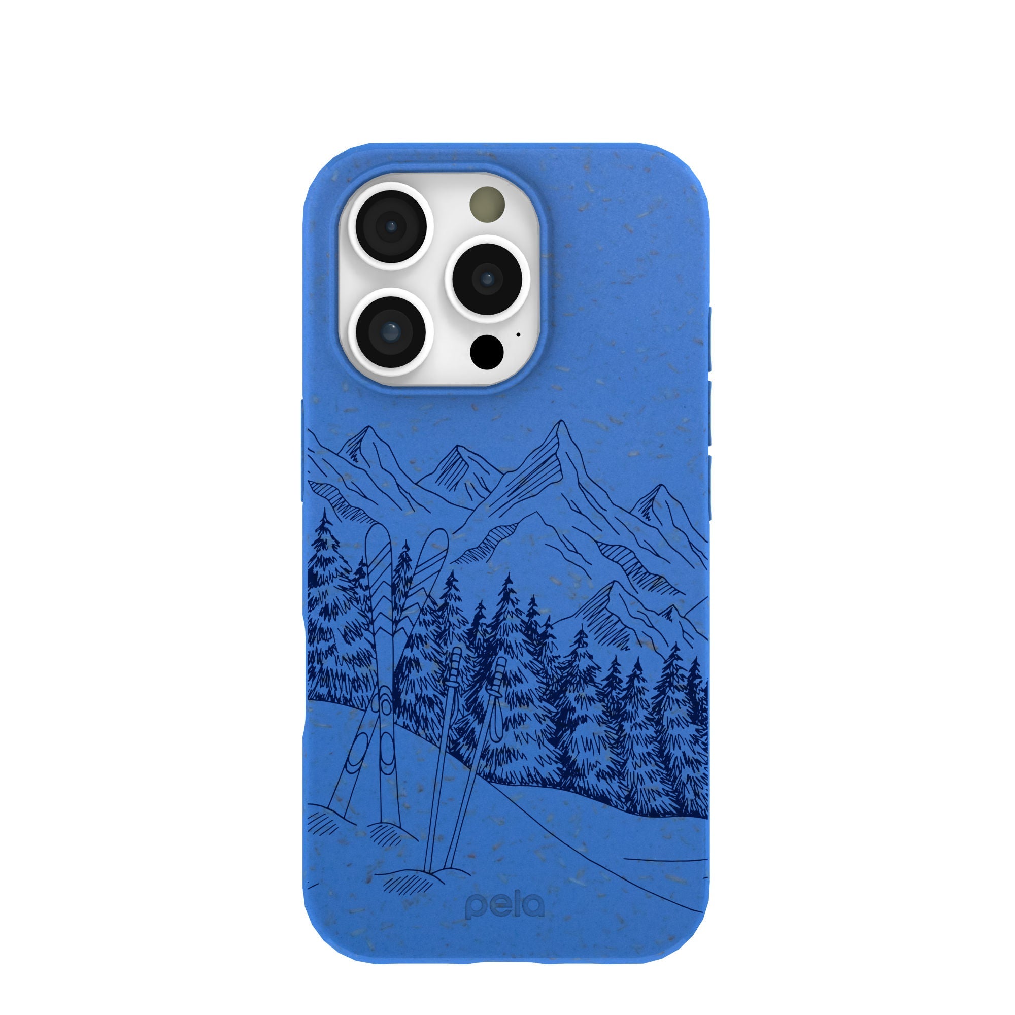 Electric Blue Backcountry Ski iPhone 16 Pro Case Refurbished - Pela Case refurbished available on Cerqular