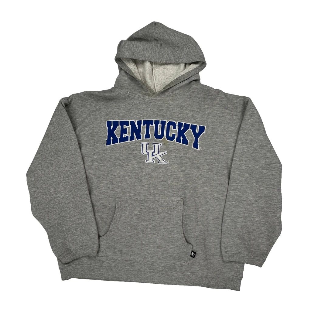 Kentucky Starter College Hoodie - XL Grey Cotton Blend Refurbished - Thrifted (note: this is a term often used to describe second- refurbished available on Cerqular