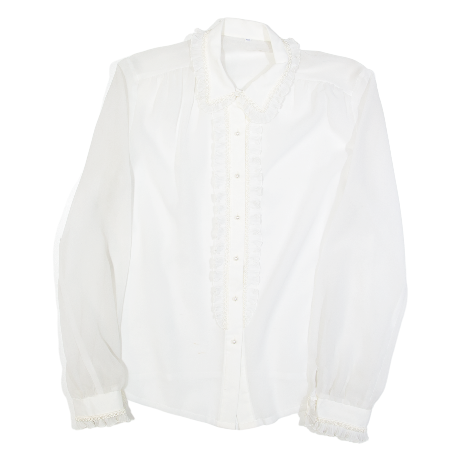 Semi Sheer Womens Shirt White Collared Long Sleeve M Refurbished - N/A refurbished available on Cerqular