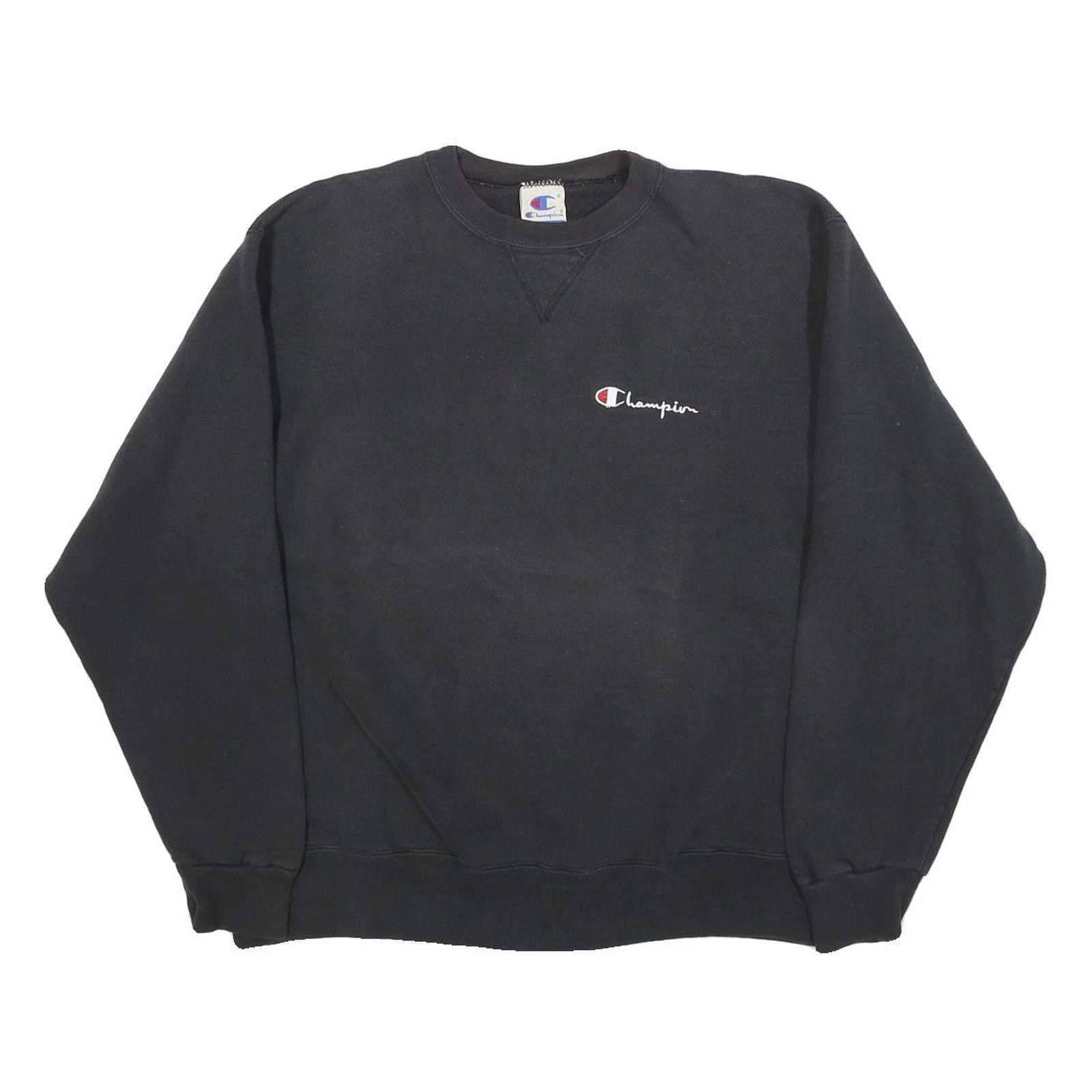 CHAMPION Womens Black Cotton Blend Crew Neck L Sweatshirt Pullover Logo Refurbished - N/A refurbished available on Cerqular
