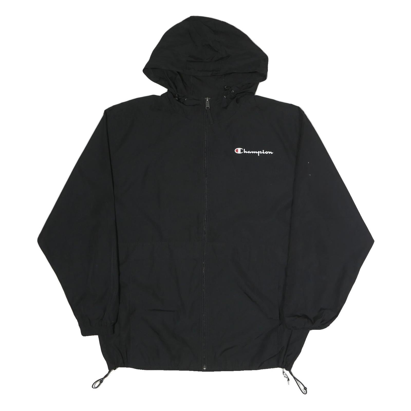 CHAMPION Mens Black Zip Hooded Jacket XL Polyester Plain Sportswear Casual Refurbished - N/A refurbished available on Cerqular