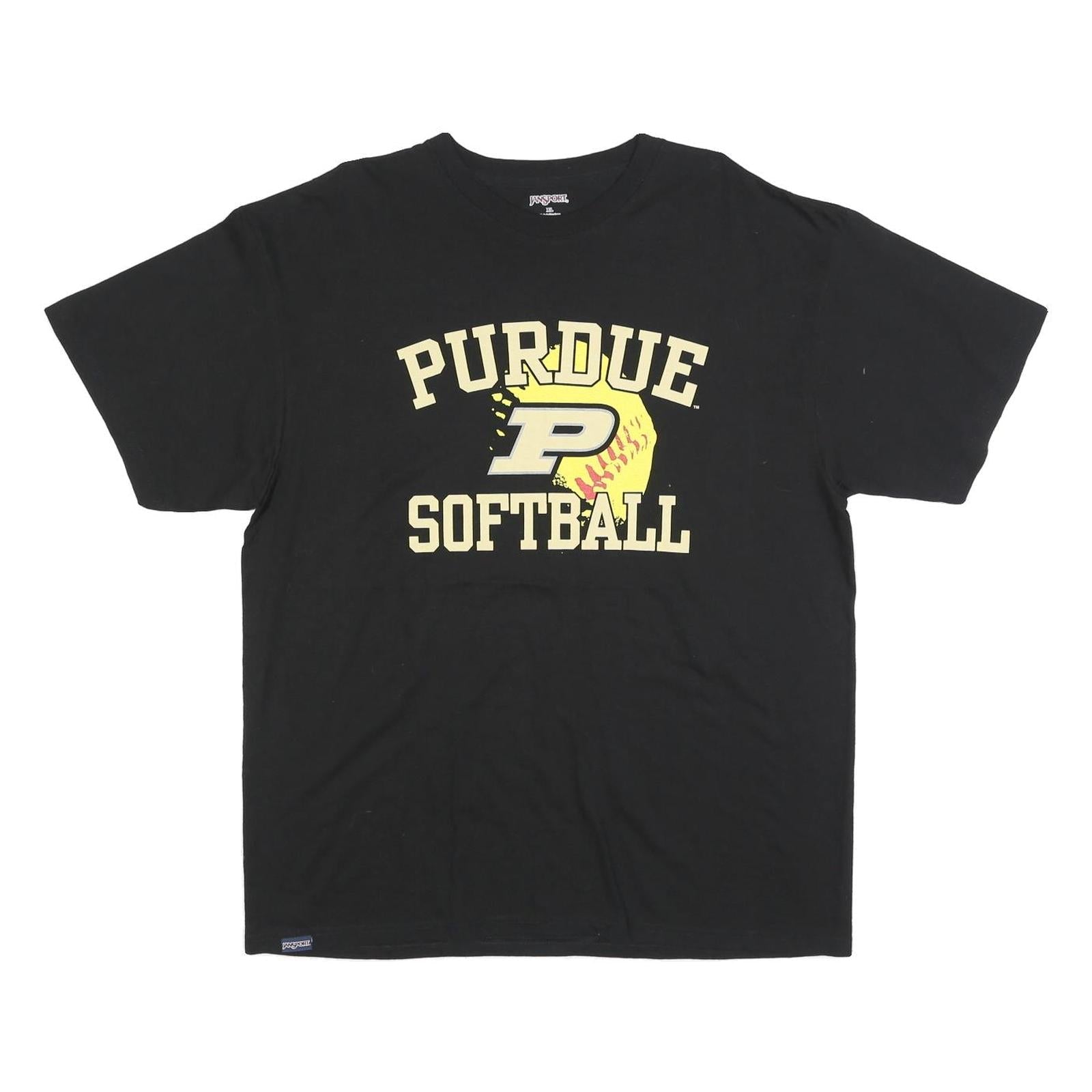 JANSPORT Mens Black Purdue Softball Graphic T-Shirt XL Crew Neck Short Sleeve Refurbished - N/A refurbished available on Cerqular