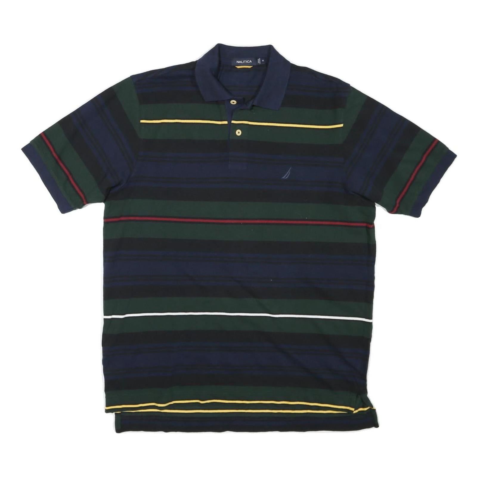 NAUTICA Mens Blue Green Black Yellow Stripe Short Sleeve Polo Shirt M Classic Refurbished - N/A refurbished available on Cerqular