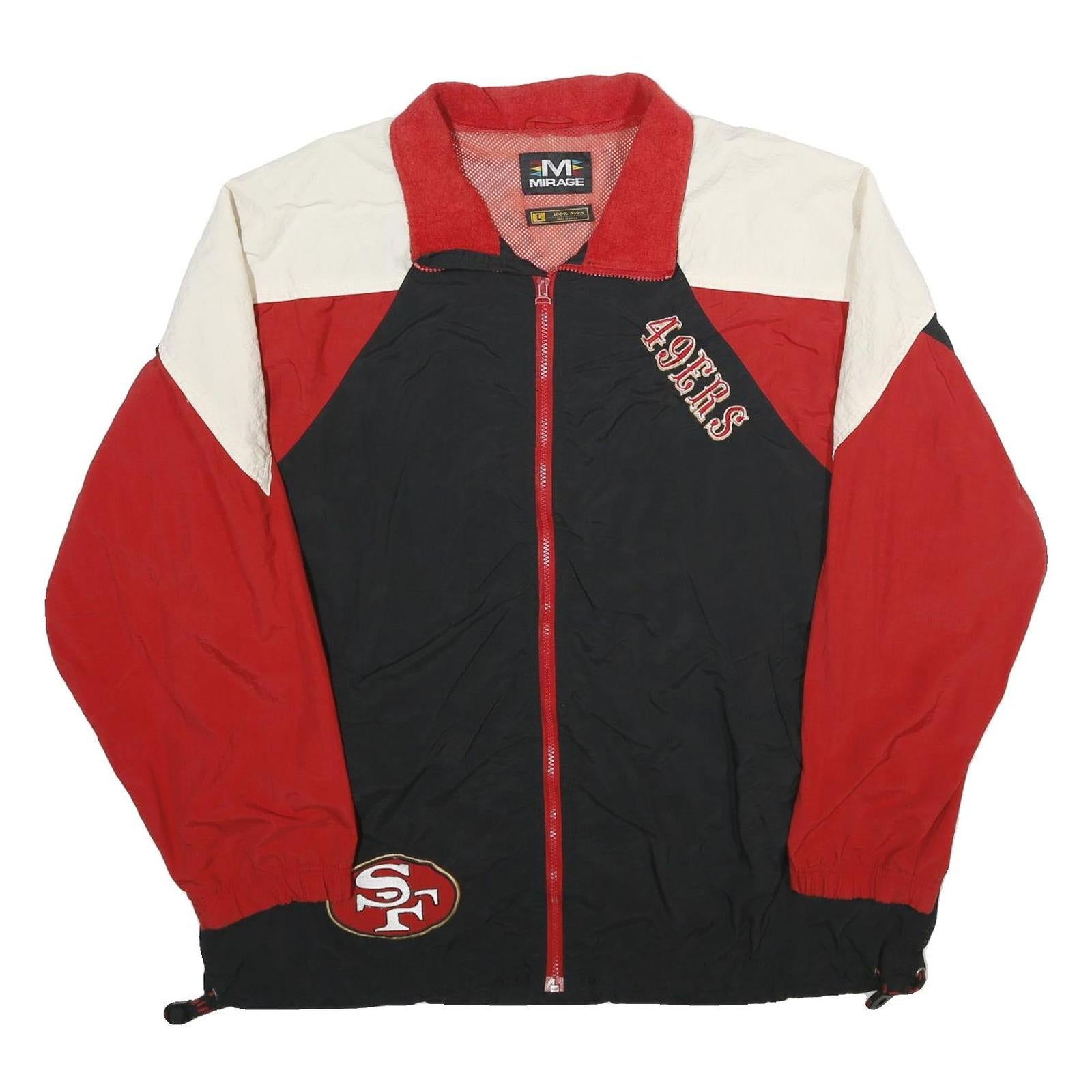 MIRAGE Mens Black & Red San Francisco Jacket L Nylon Zip Retro Sportswear Refurbished - N/A refurbished available on Cerqular