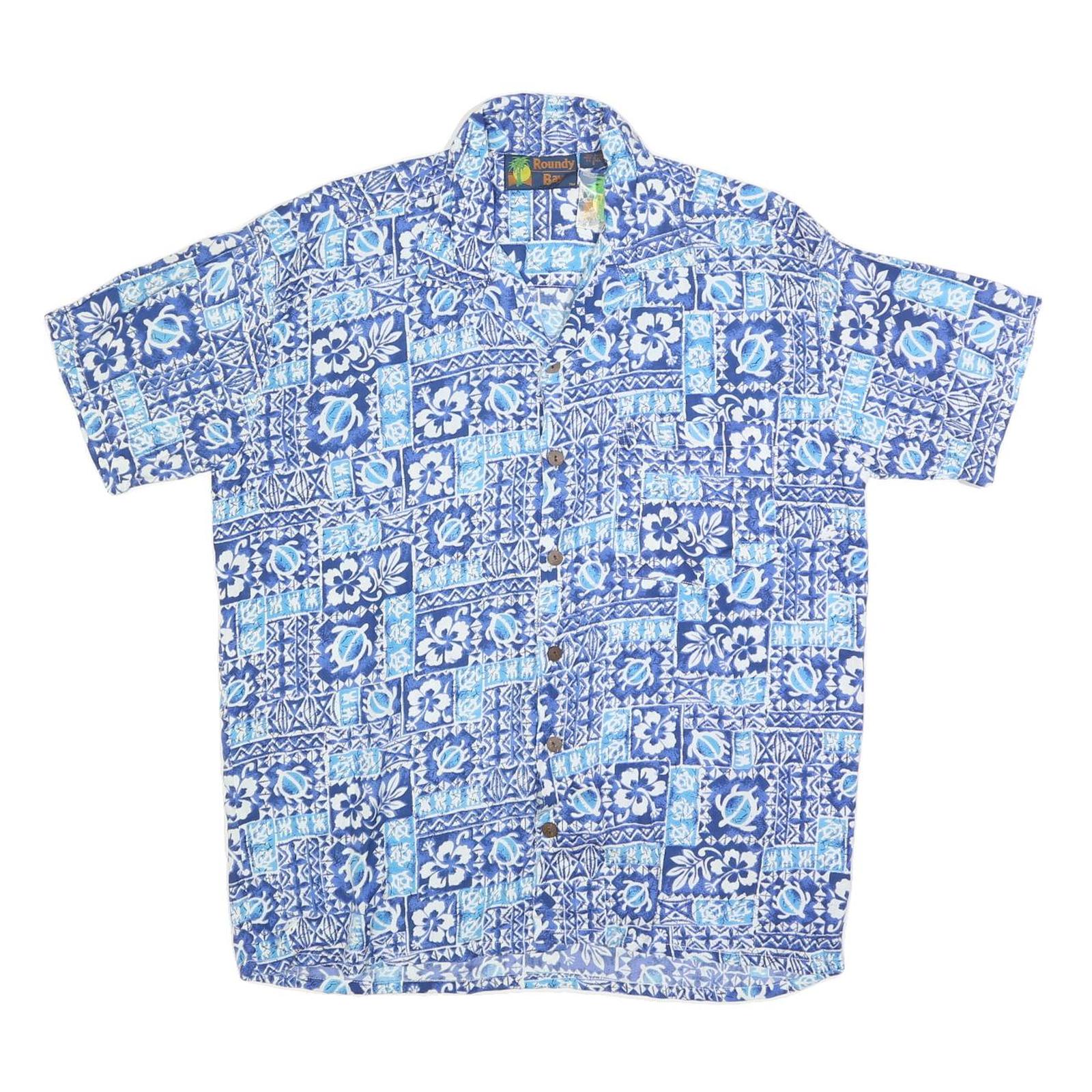 Buy ROUNDY BAY Mens Blue & Light Blue Hawaiian Shirt S Cotton Blend Summer Beachwear Refurbished - $19.49 ROUNDY BAY Mens Blue & Light Blue Hawaiian Shirt S Cotton Blend Summer Beachwear Refurbished - N/A refurbished available on Cerqular